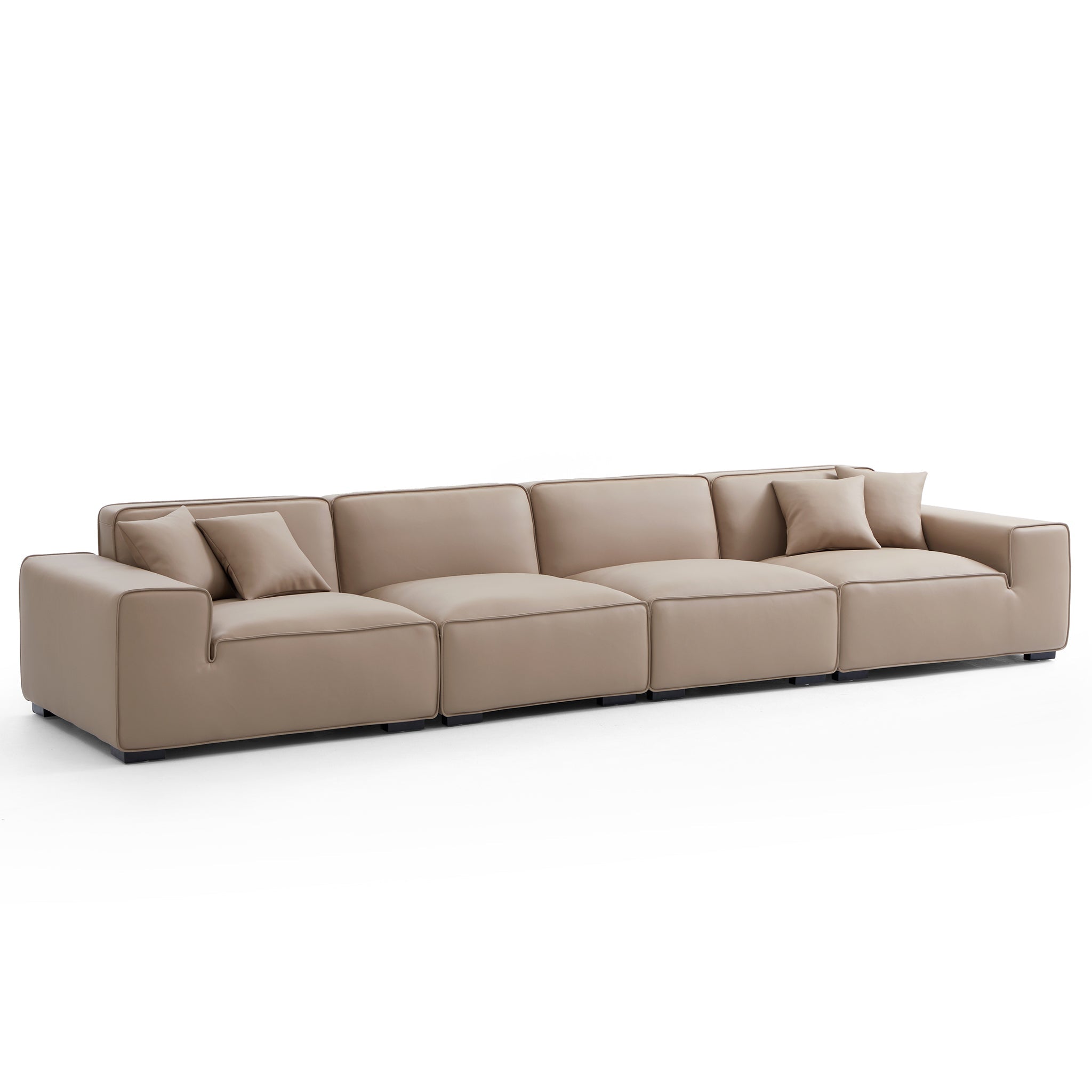 Domus Modular Beige Leather Sofa