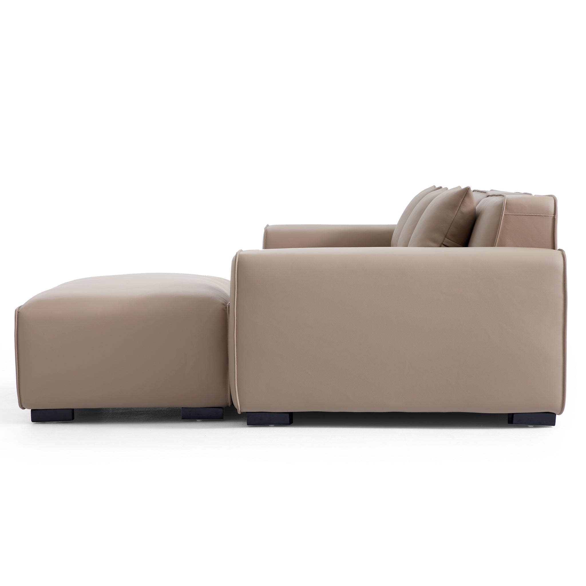 Domus Modular Beige Leather Sofa and Ottoman