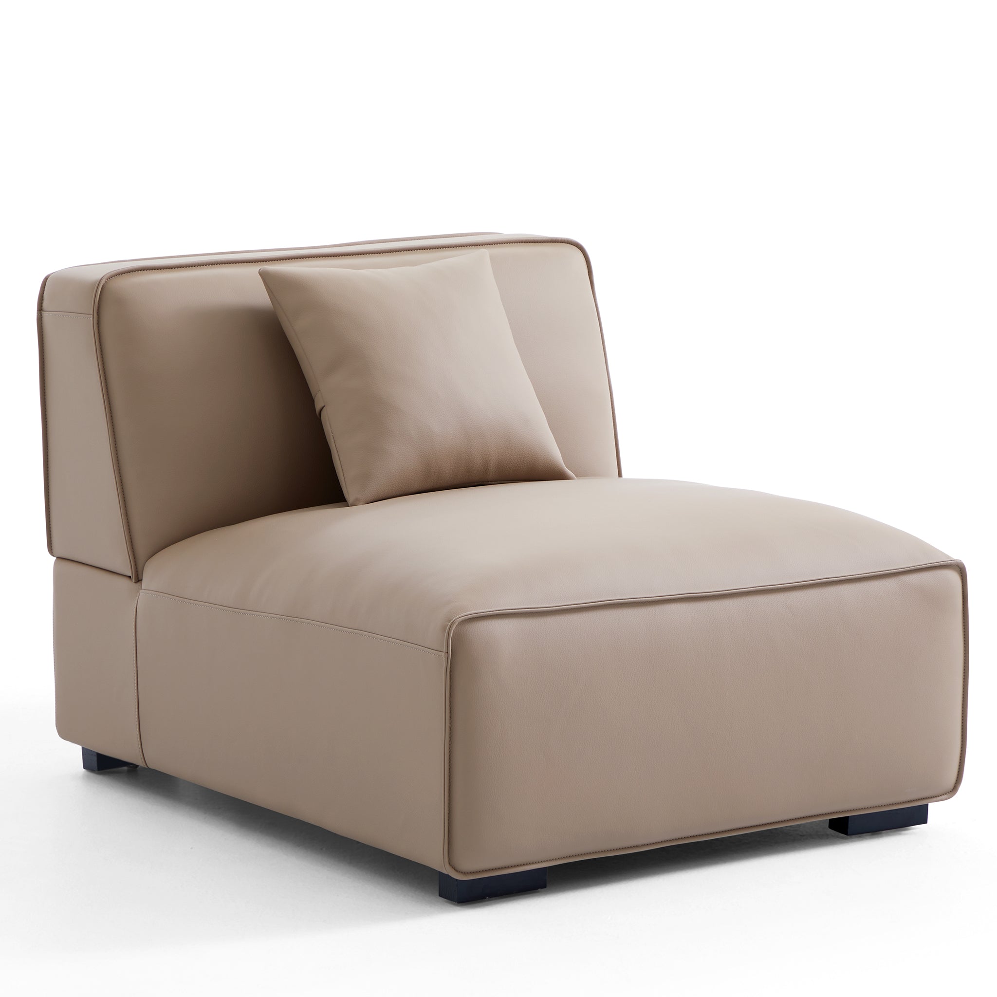Domus Modular Black Leather Double Chaise Sectional