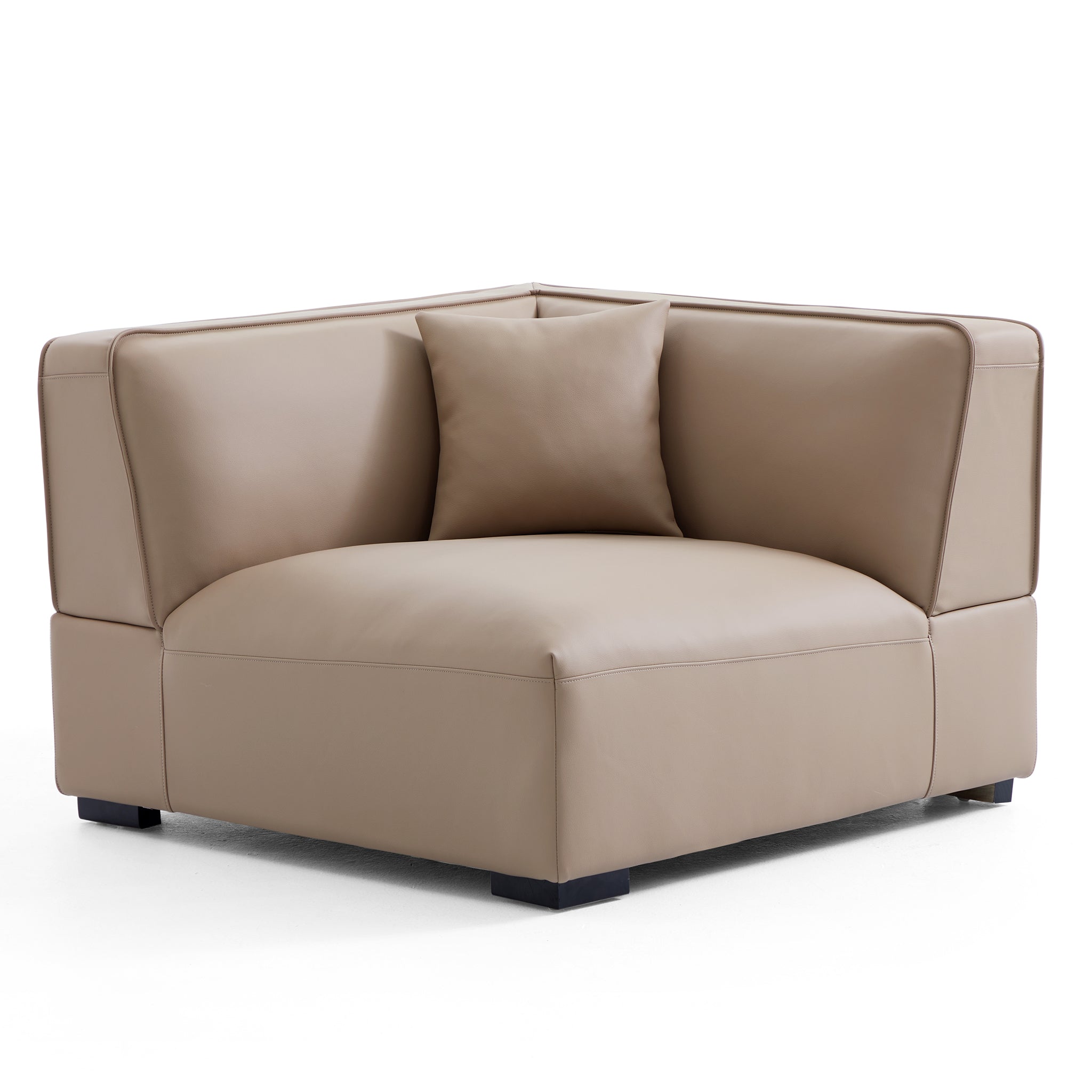 Domus Modular Black Leather U-Shaped Sectional
