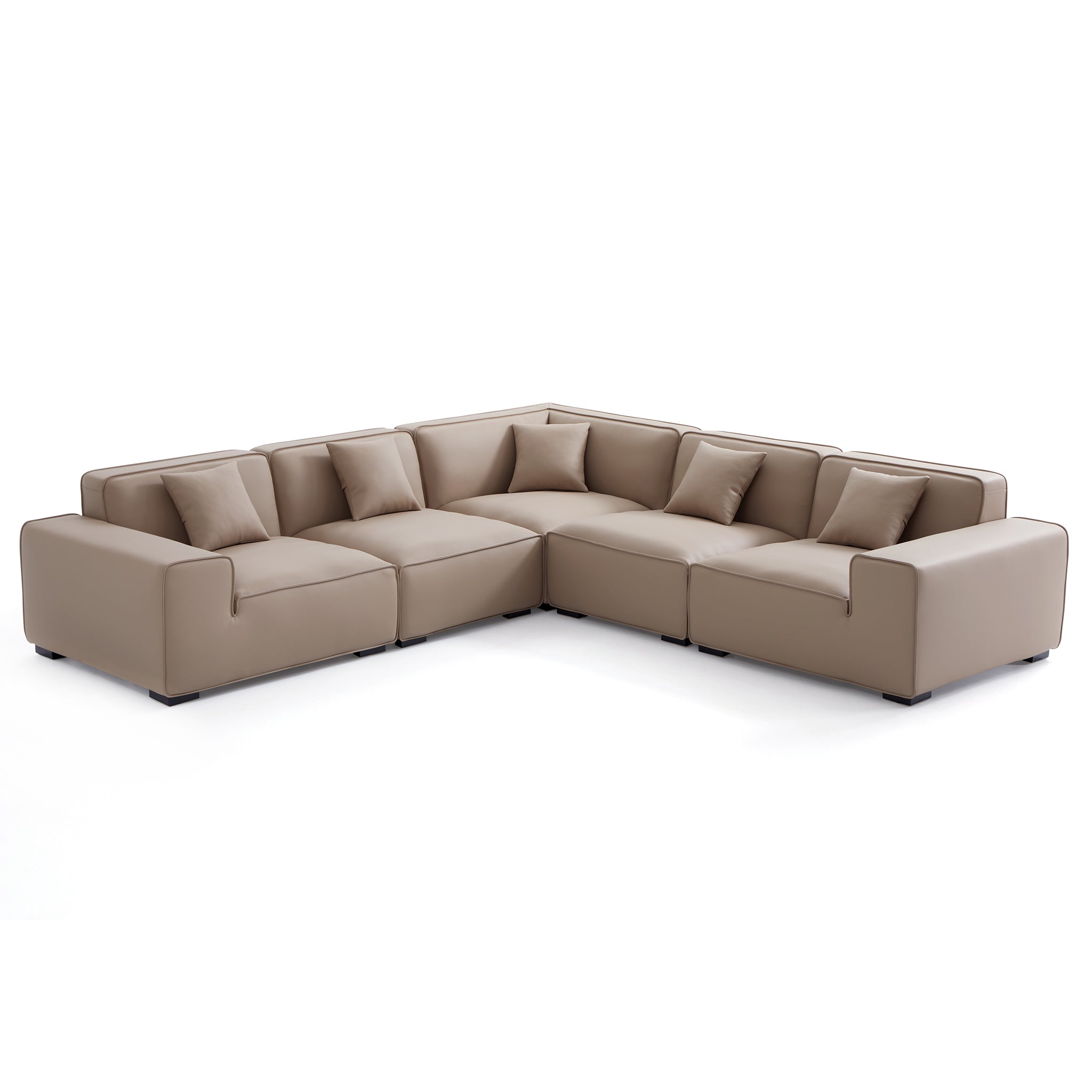 Domus Modular Beige Leather L-Shaped Sectional