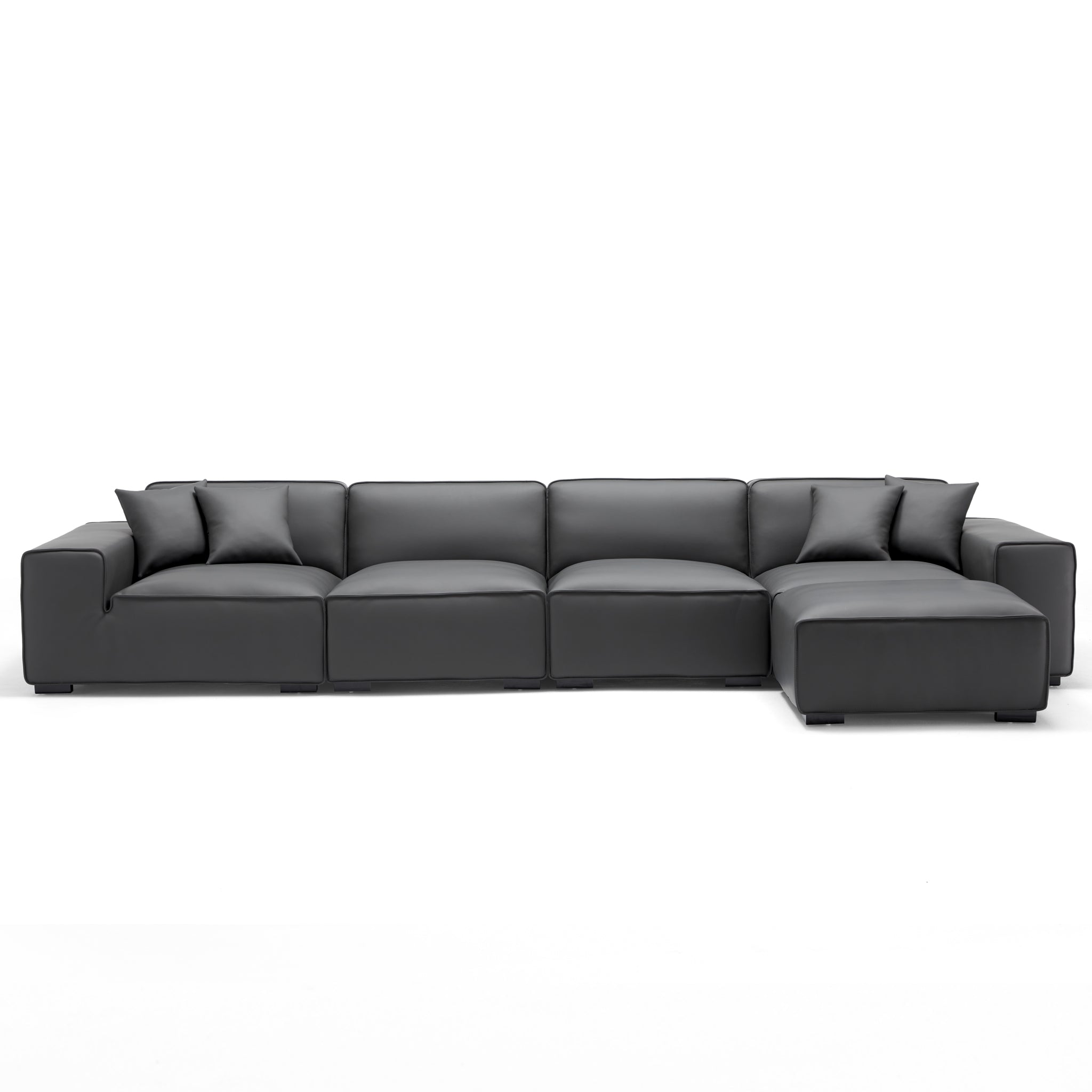 Domus Modular Beige Leather Sofa and Ottoman