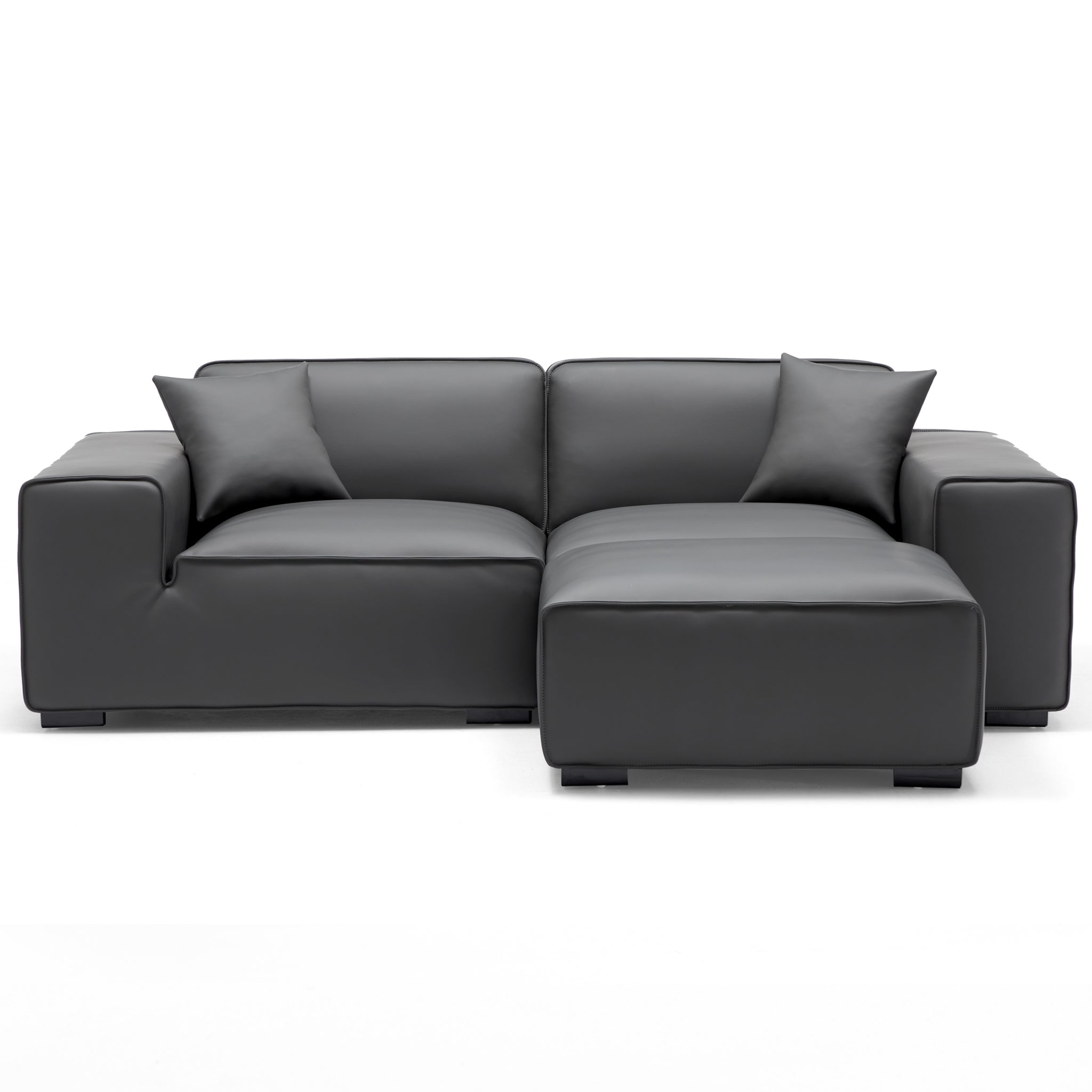 Domus Modular Beige Leather Sofa and Ottoman