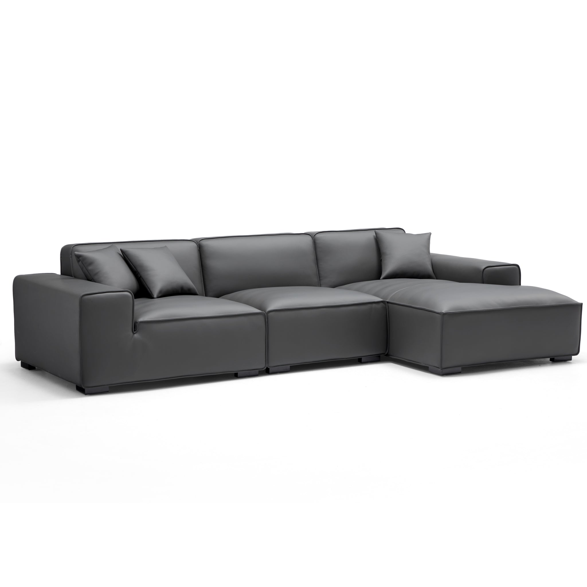 Domus Modular Dark Gray Leather Sectional Sofa