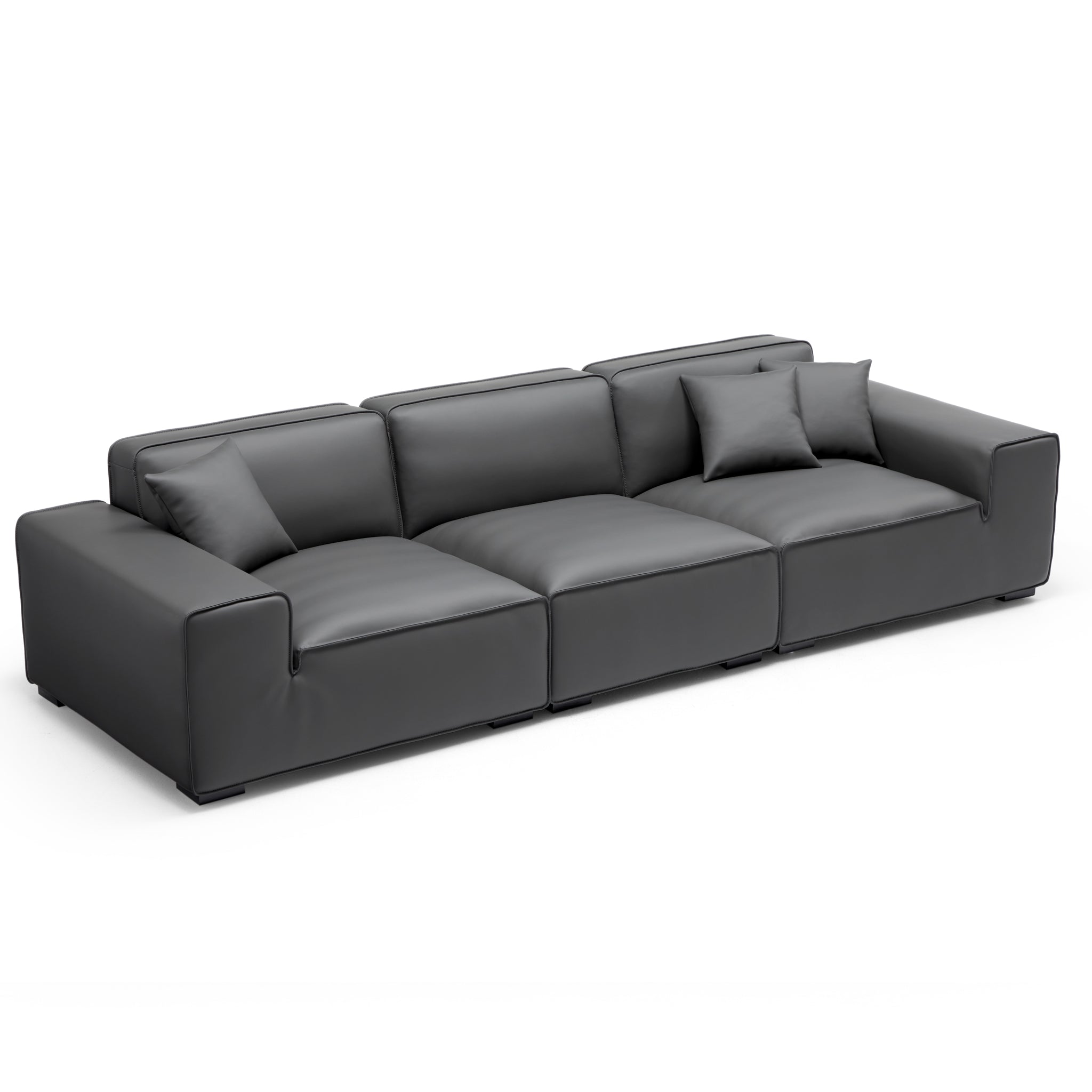 Domus Modular Beige Leather Sofa Set
