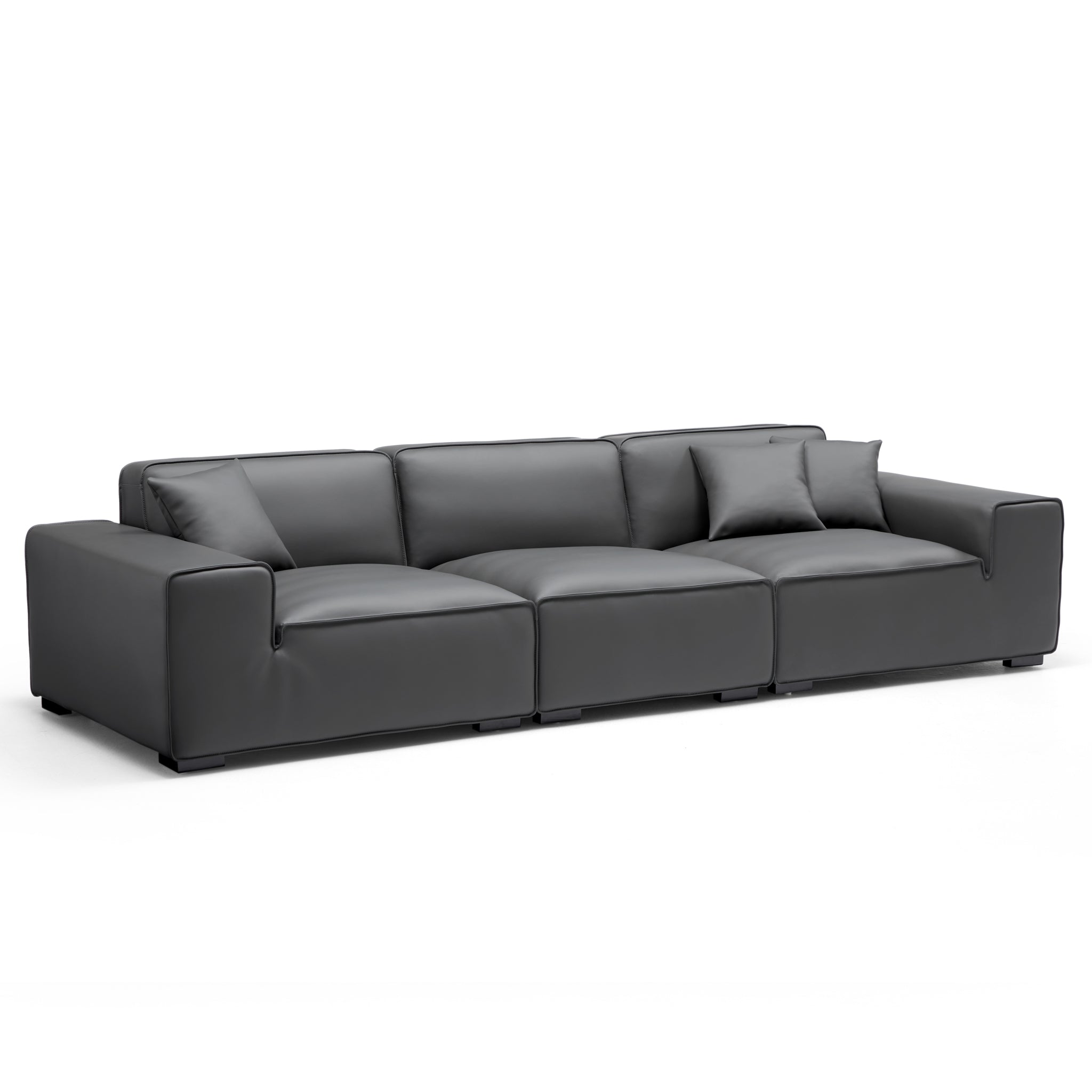 Domus Modular Dark Gray Leather Sofa