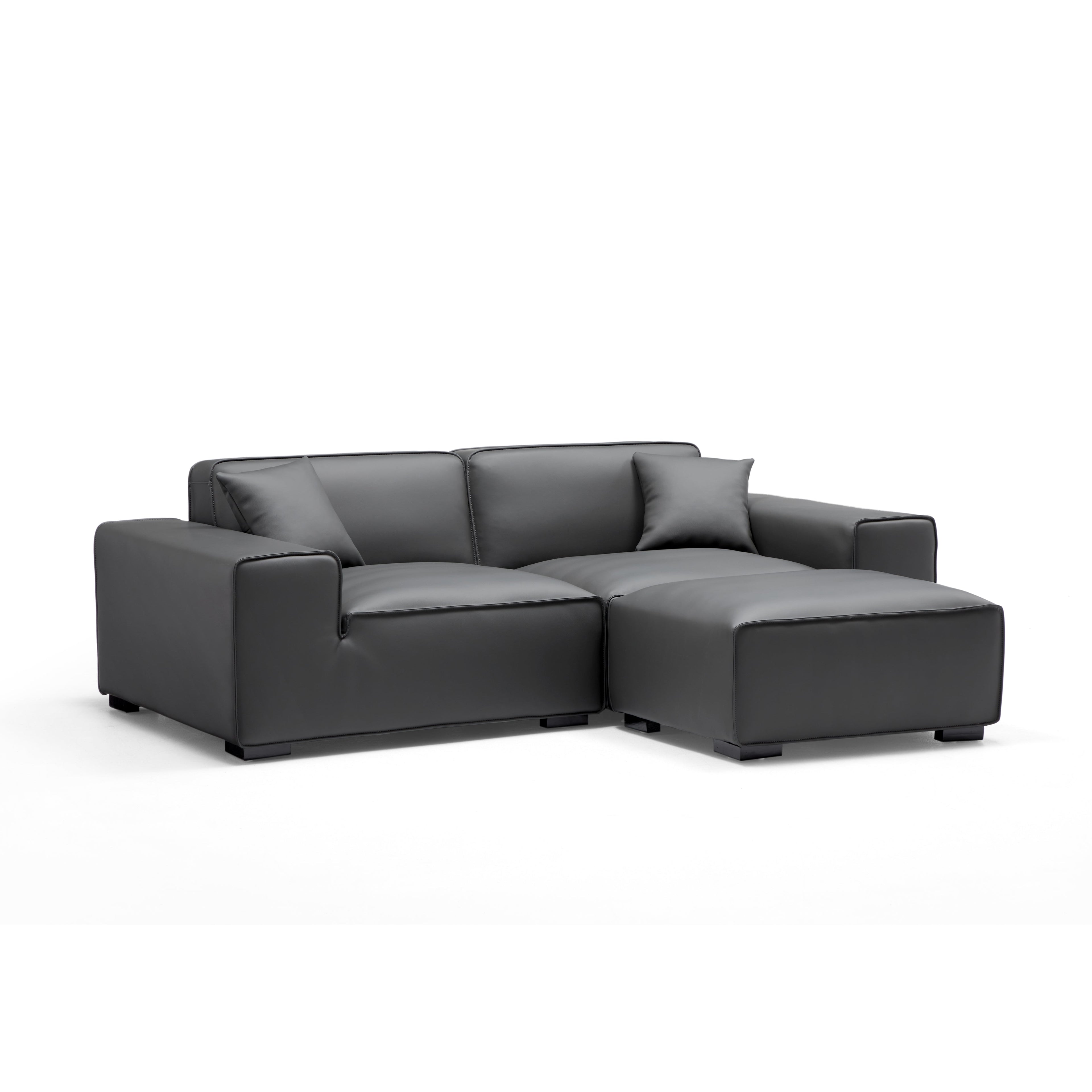 Domus Modular Khaki Leather Sofa and Ottoman
