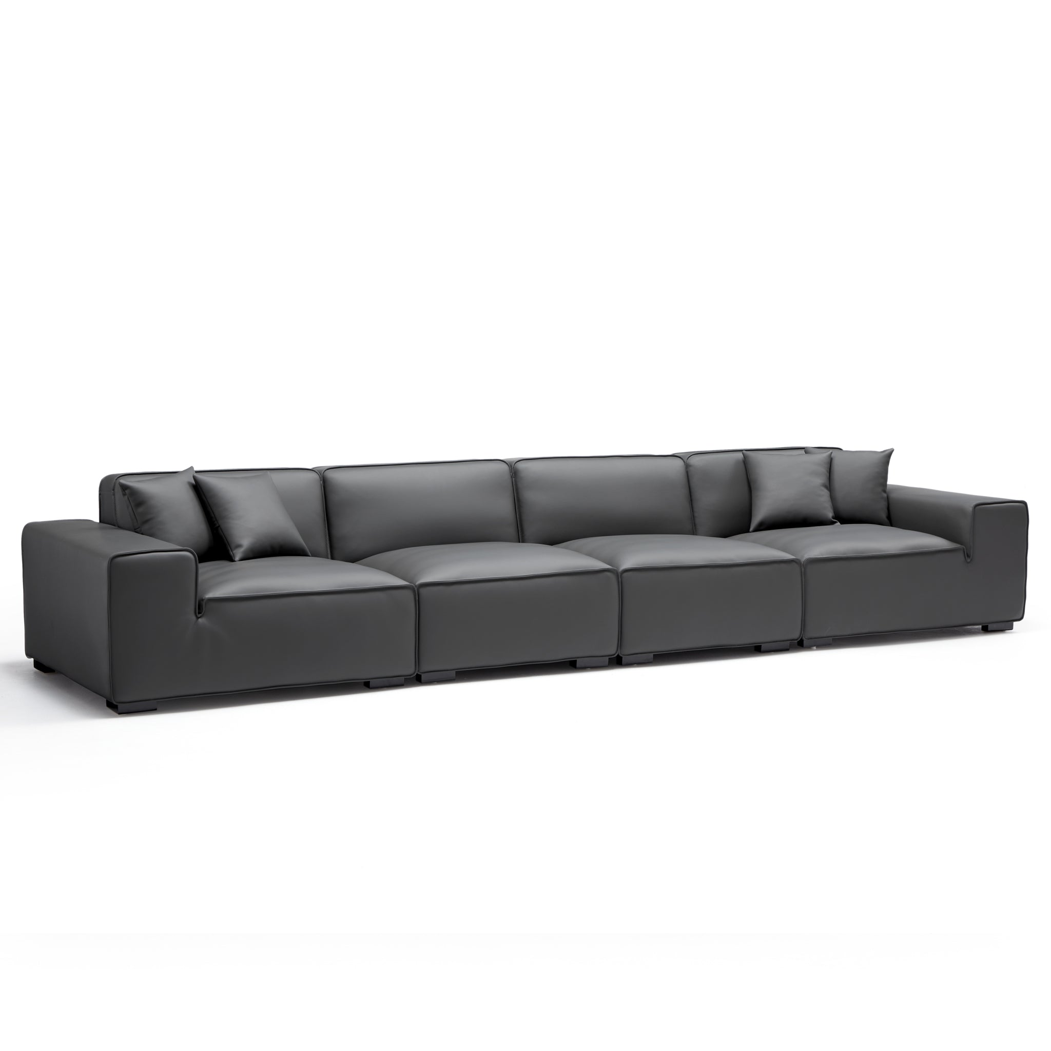 Domus Modular Dark Gray Leather Sofa