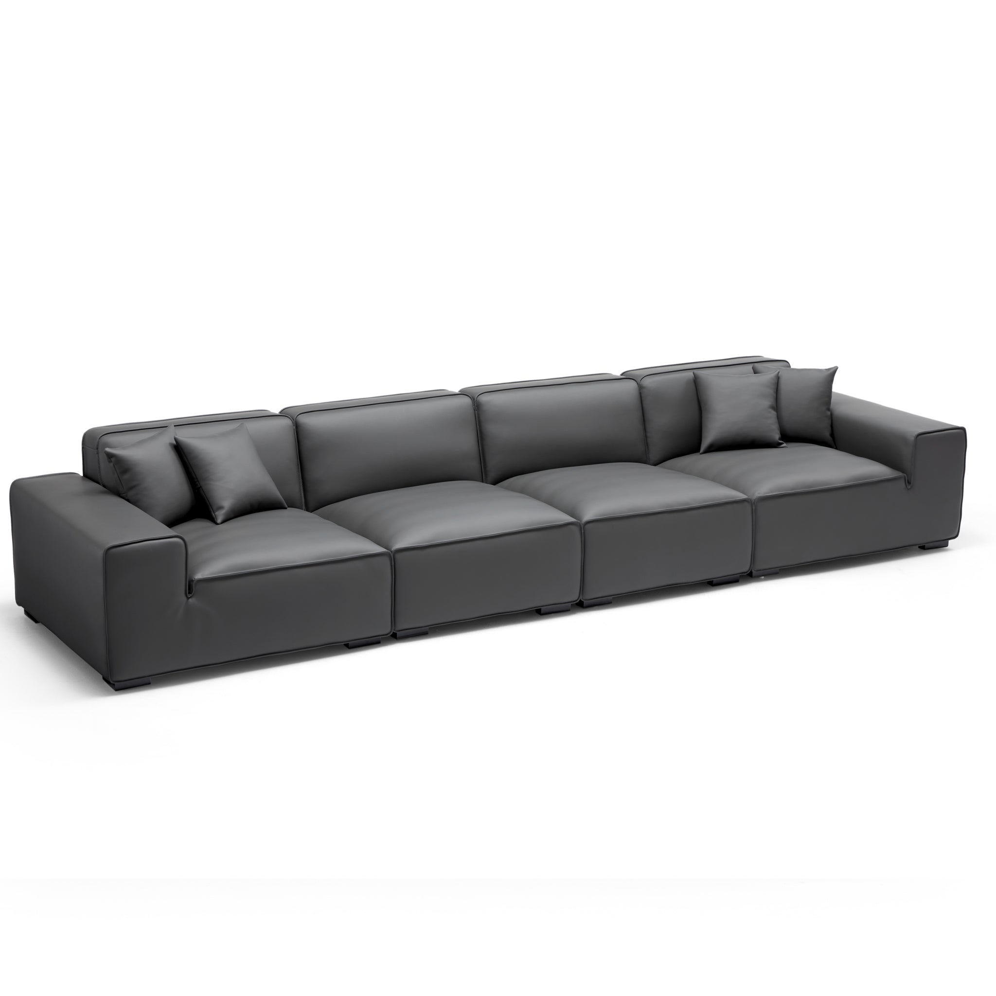 Domus Modular Dark Gray Leather Sofa