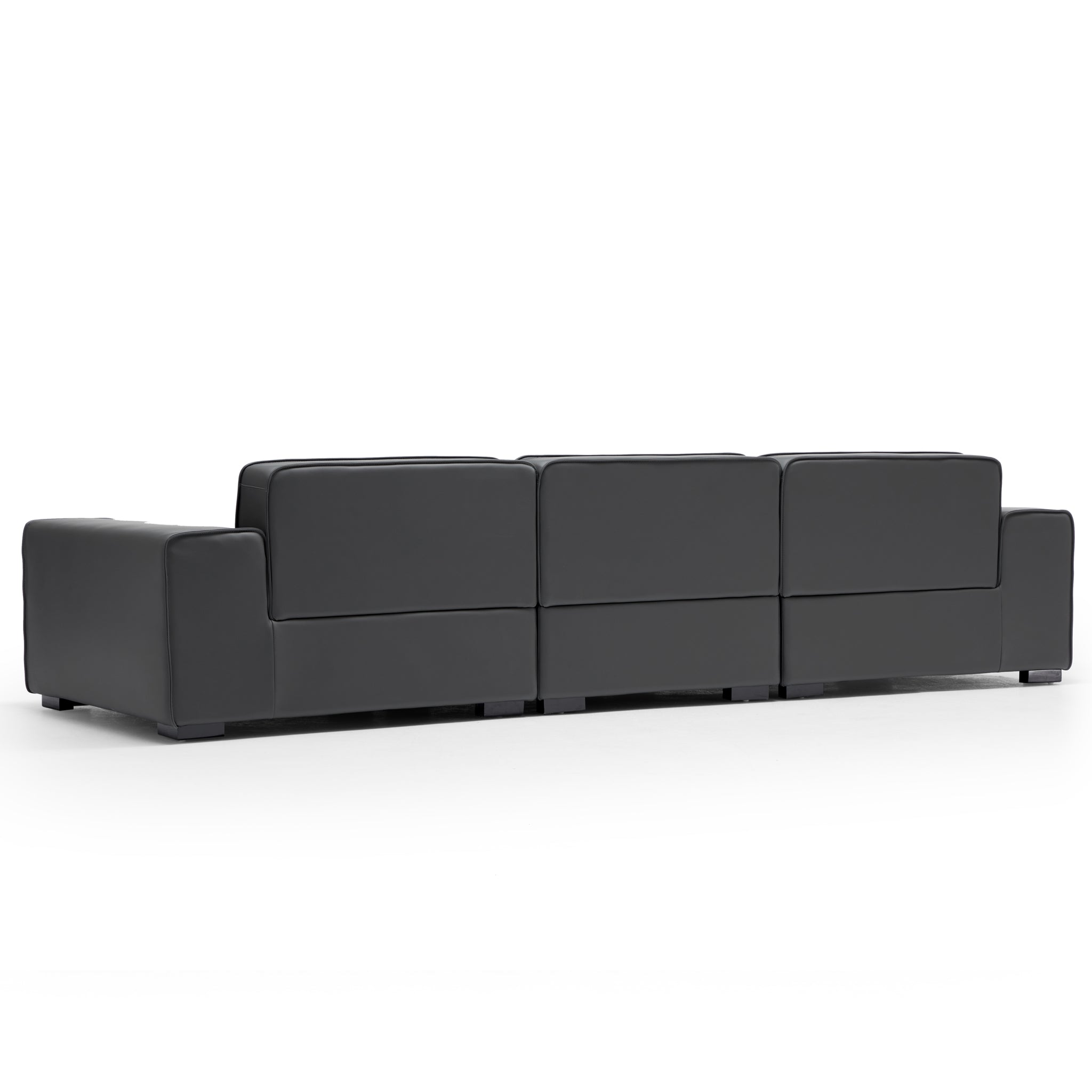 Domus Modular Black Leather Sofa