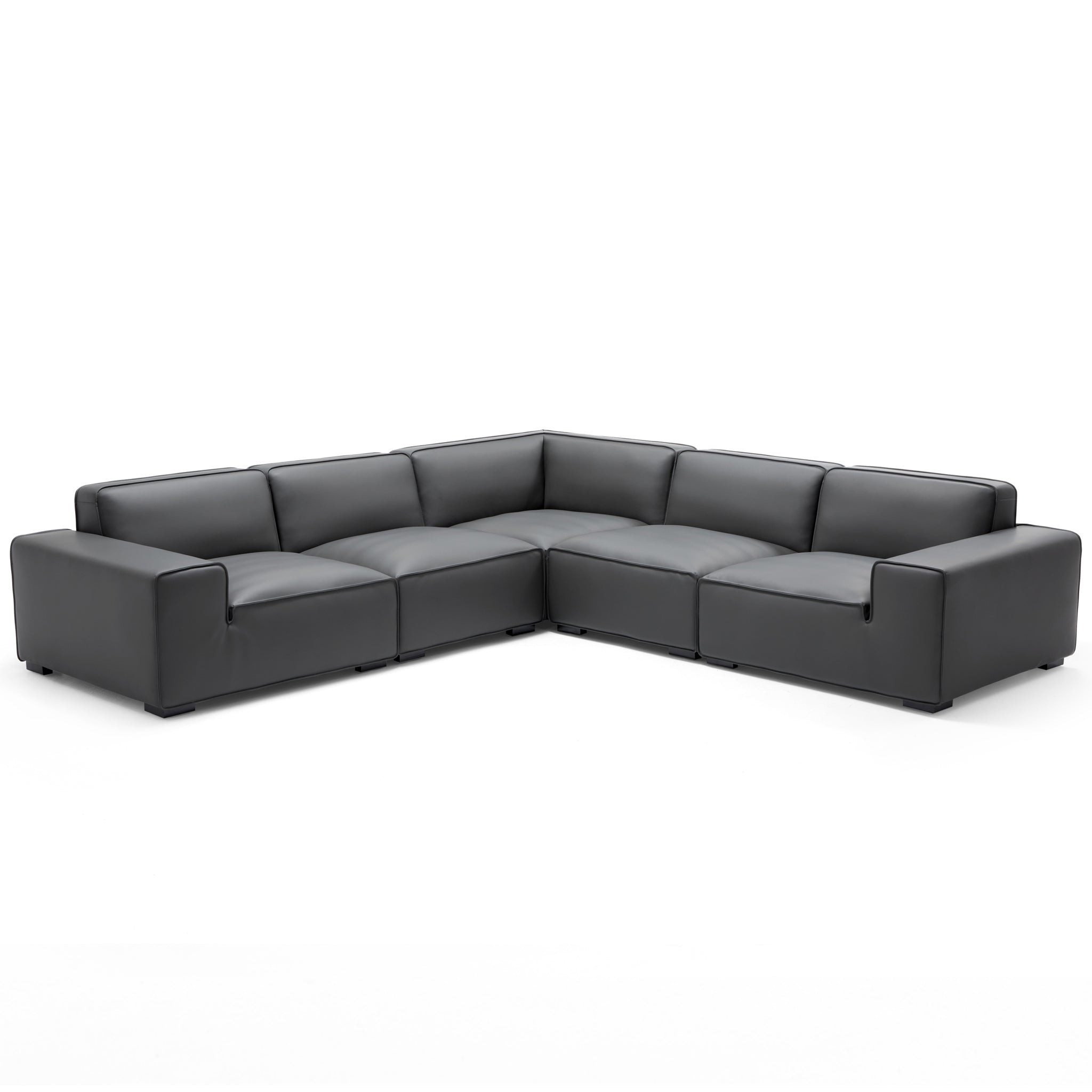 Domus Modular Brown Leather L-Shaped Sectional