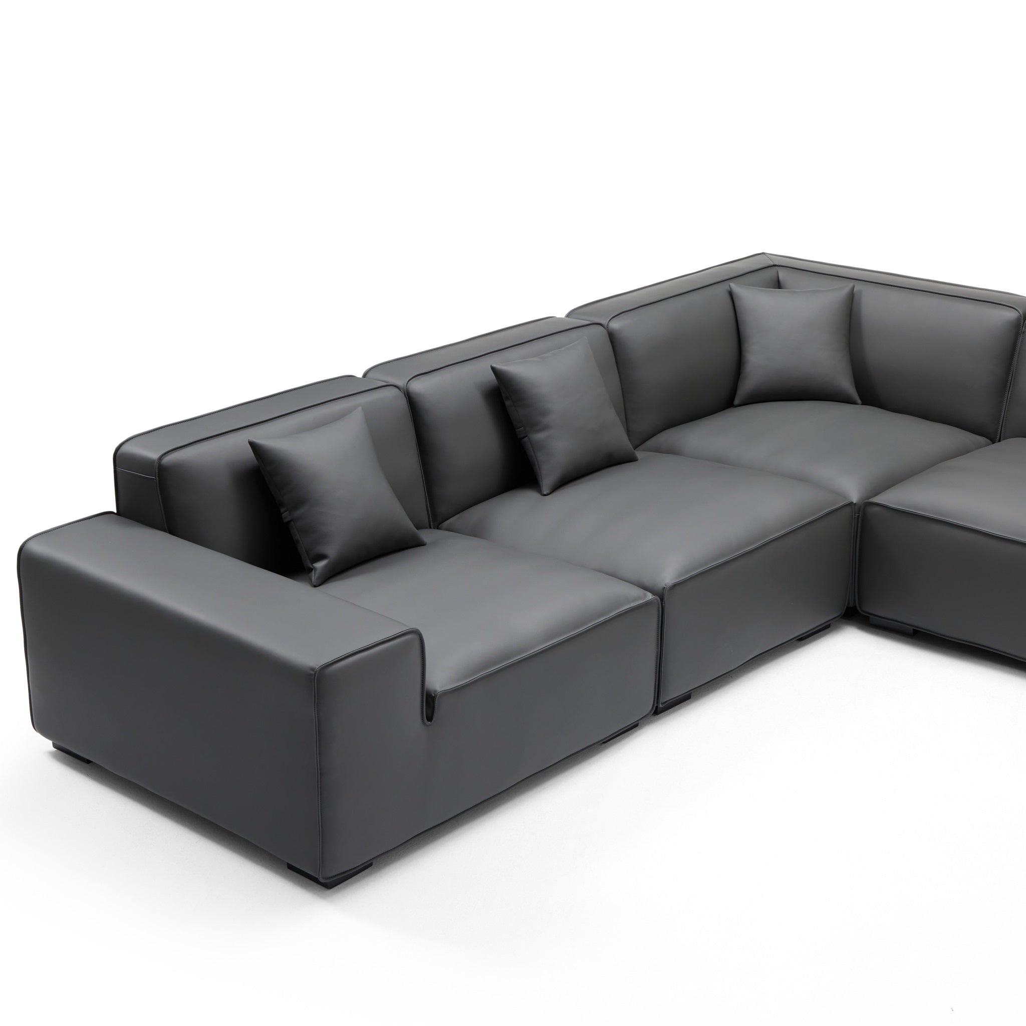 Domus Modular Beige Leather U-Shaped Sectional