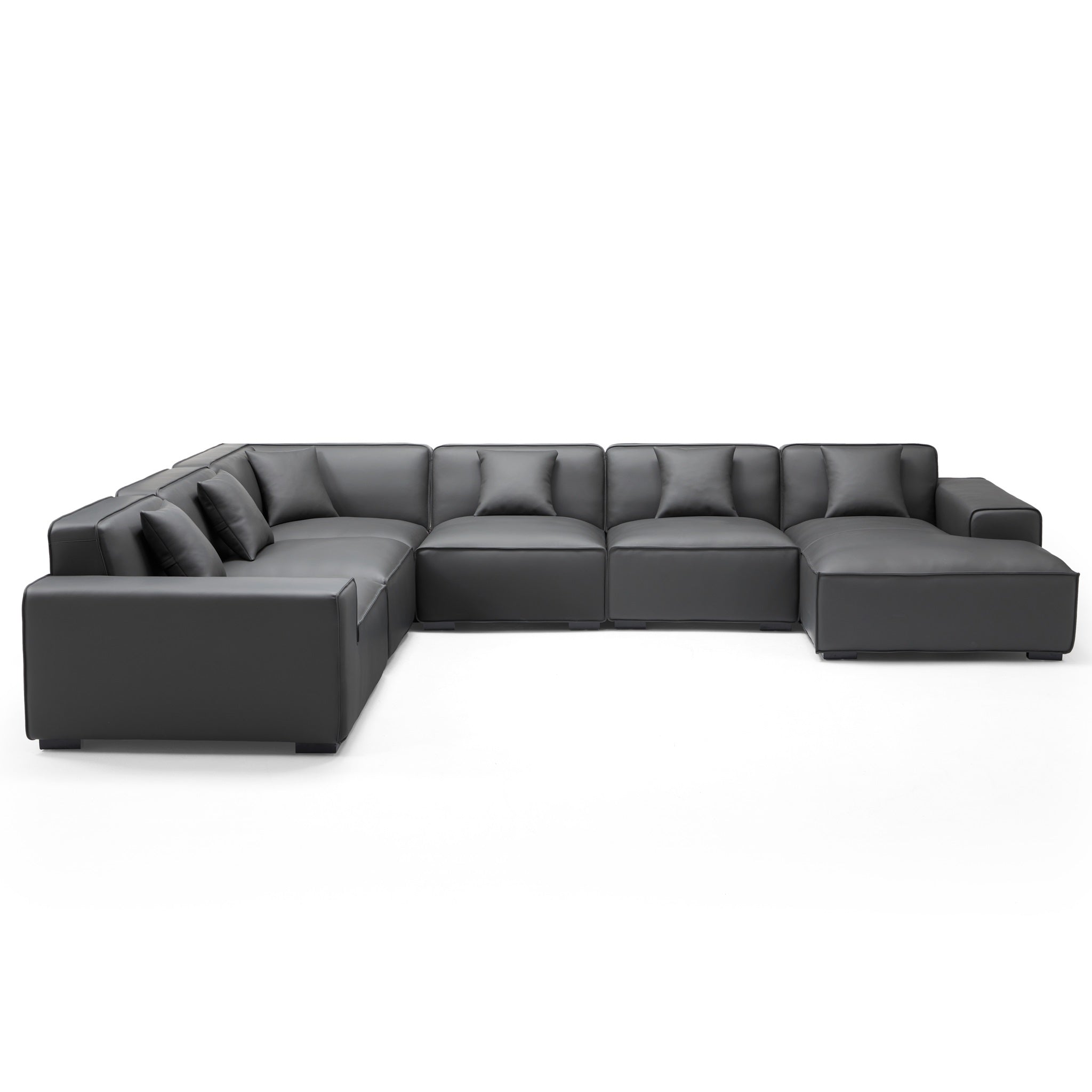 Domus Modular Dark Gray Leather U-Shaped Sectional