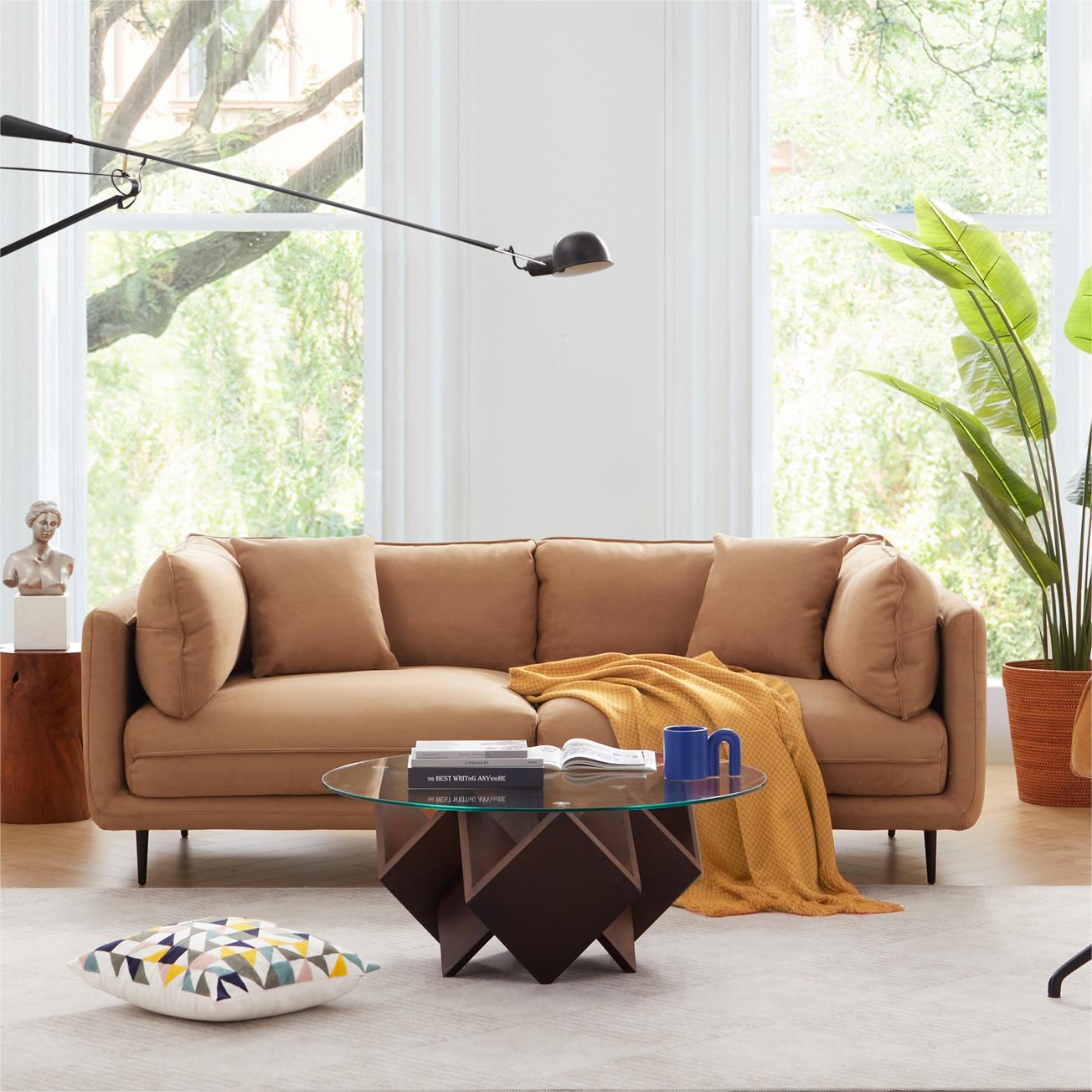 Vanilla Camel Fabric Sofa