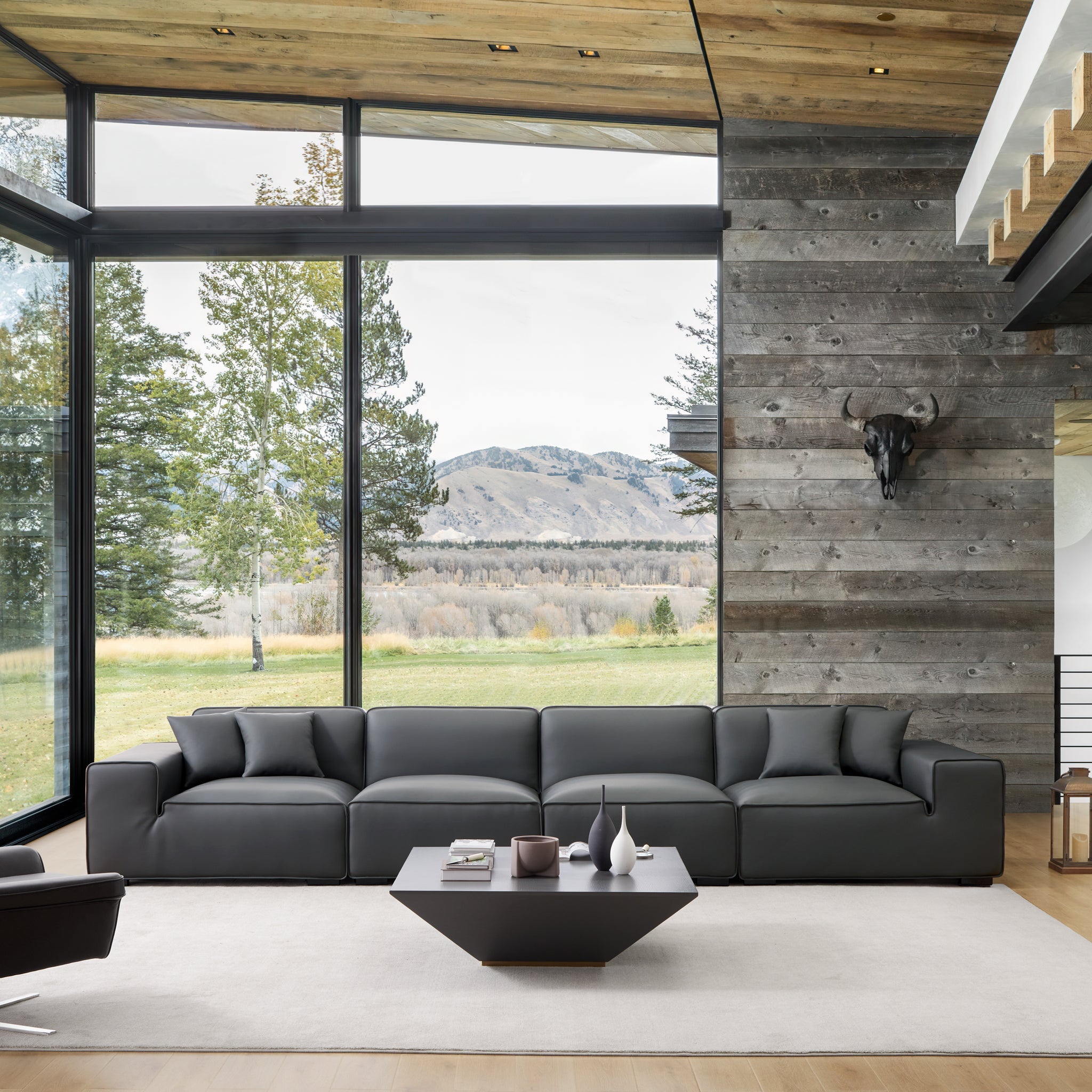 Domus Modular Khaki Leather Sofa