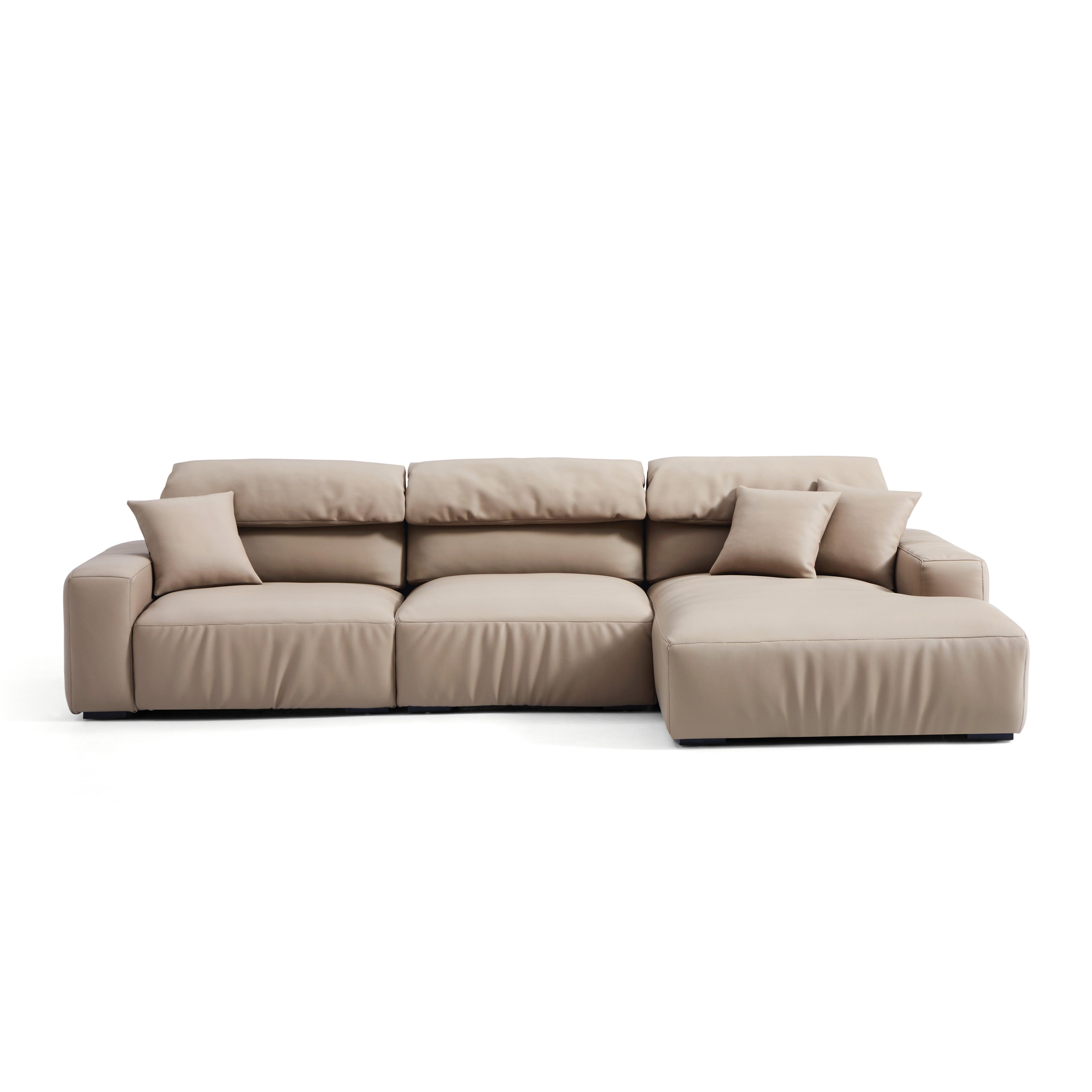 Chestnut Khaki Leather Sectional