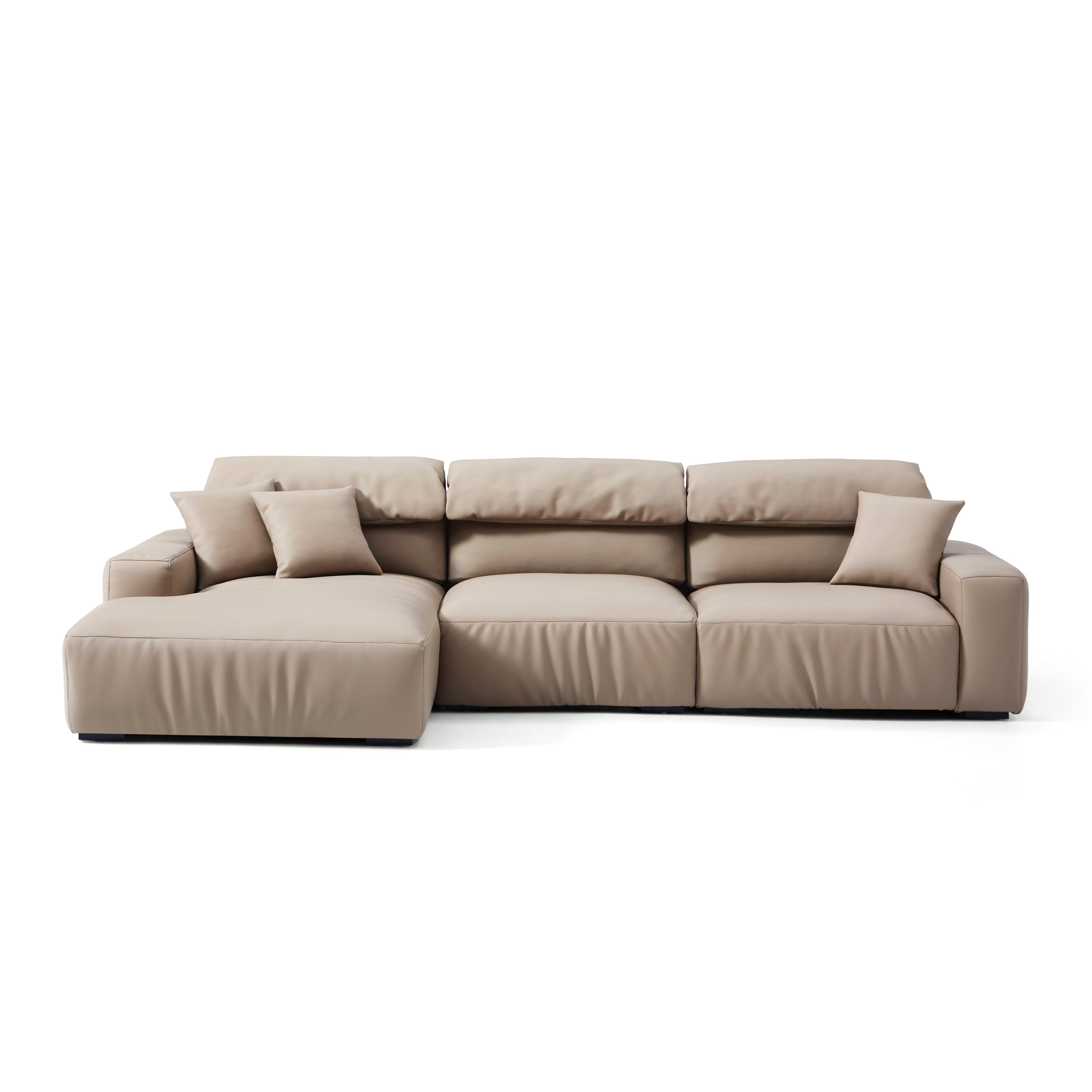 Chestnut Khaki Leather Sectional
