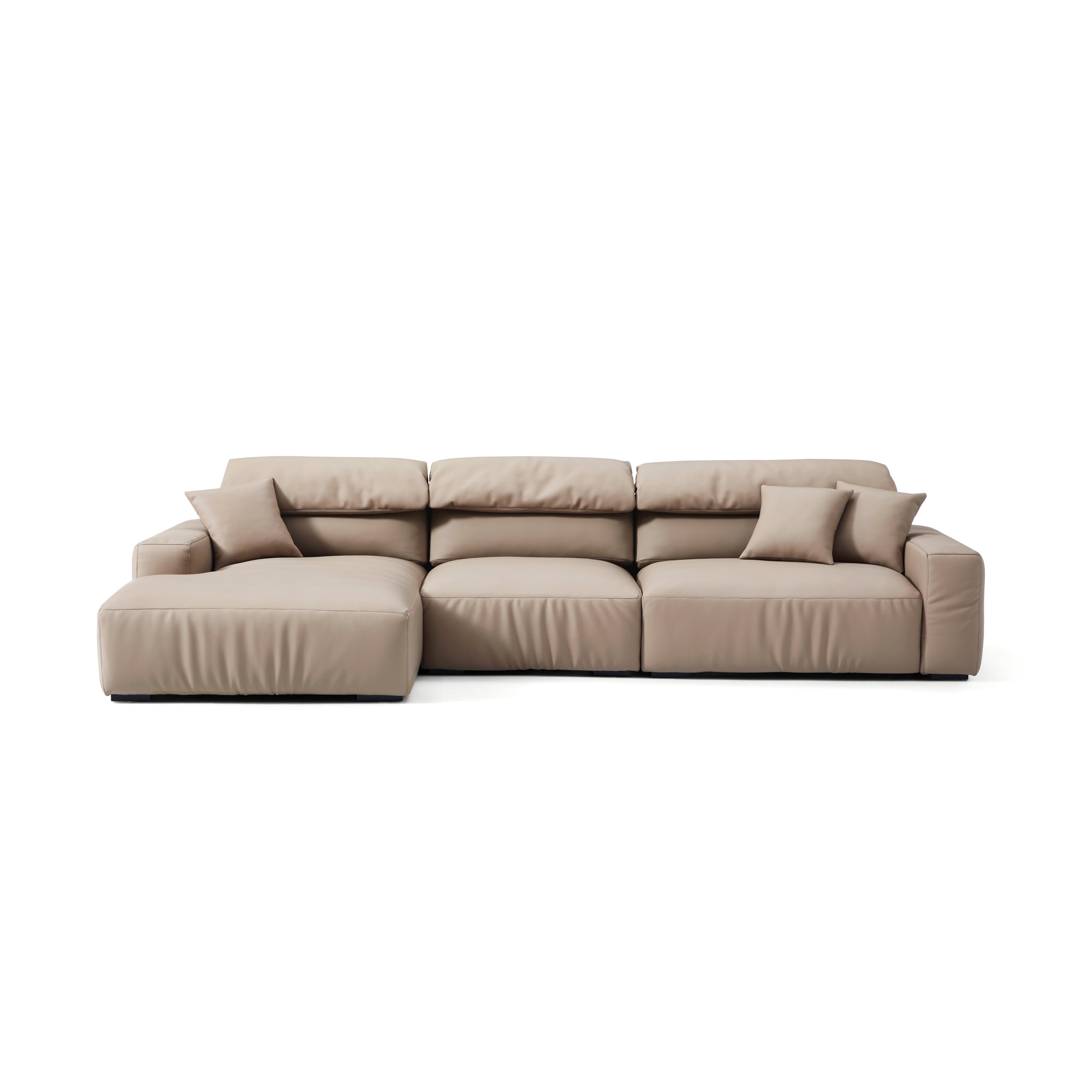 Chestnut Khaki Leather Sectional