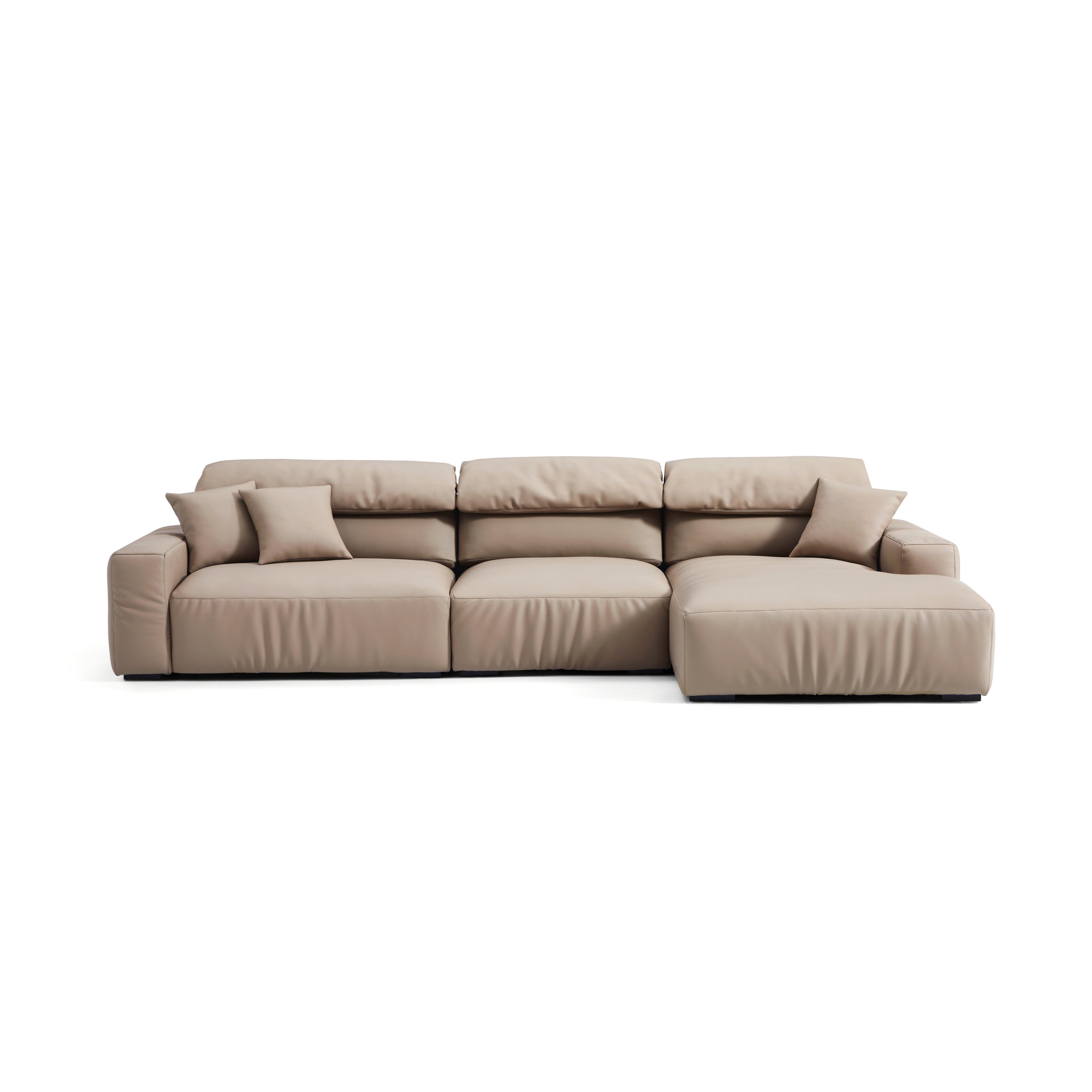 Chestnut Khaki Leather Sectional