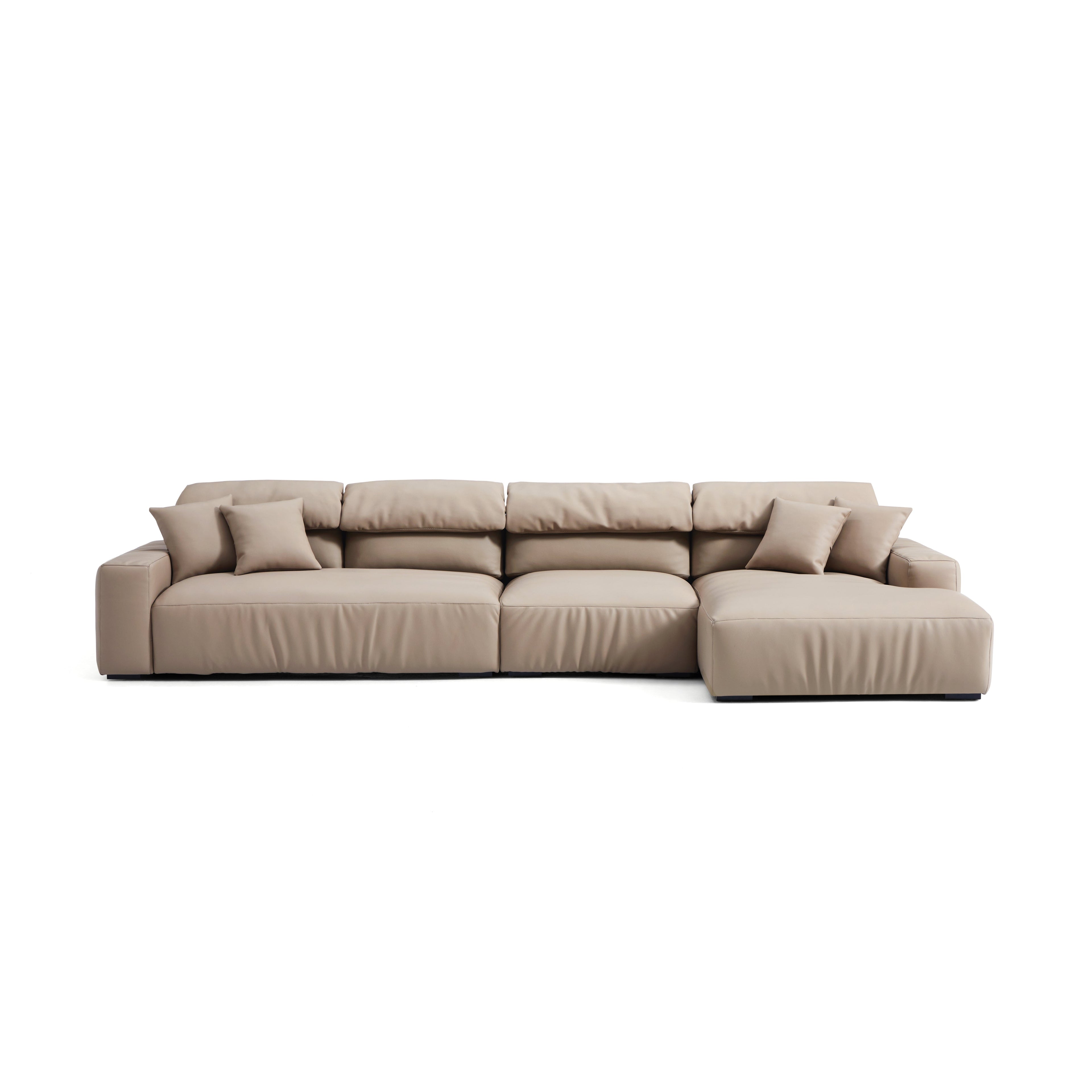 Chestnut Khaki Leather Sectional