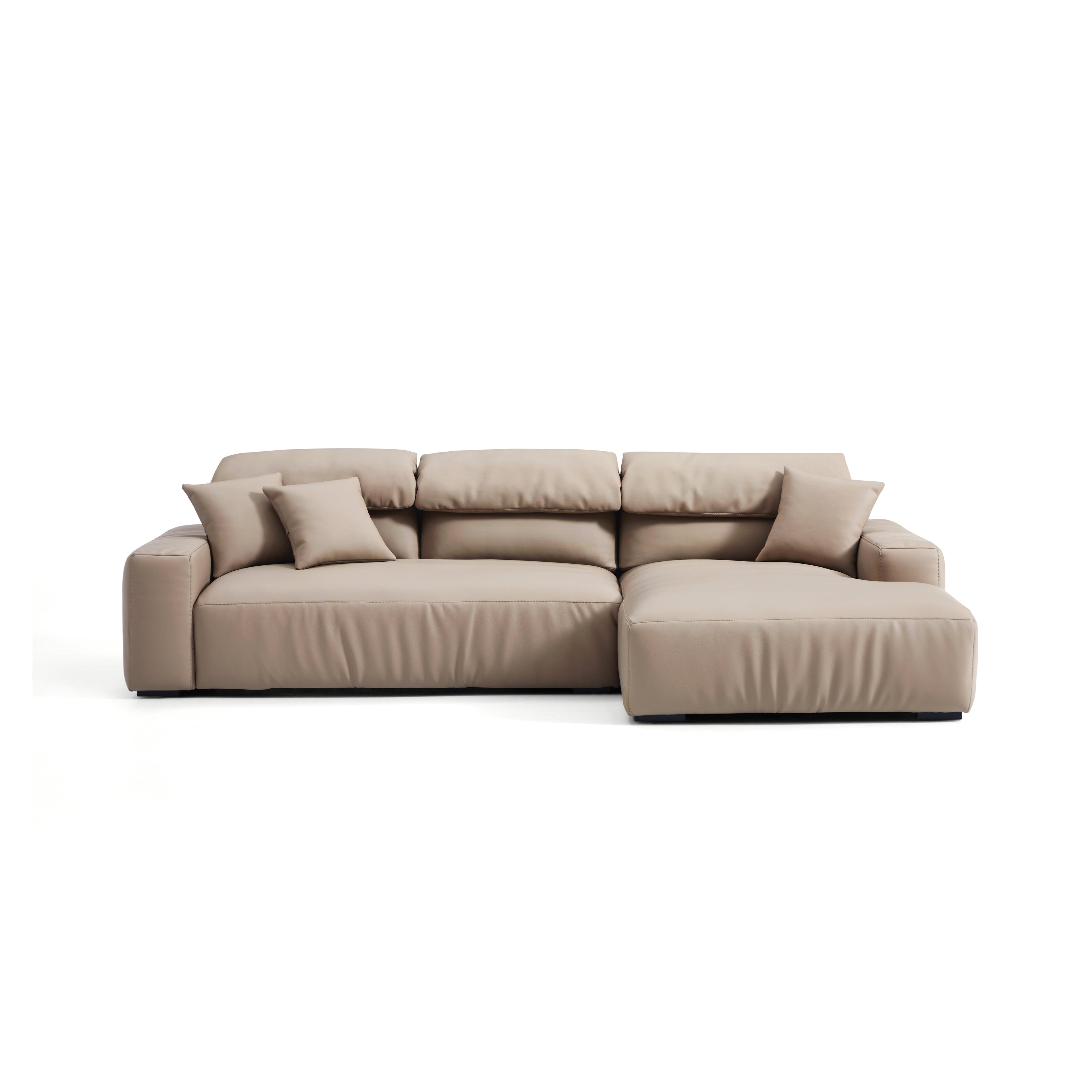 Chestnut Khaki Leather Sectional