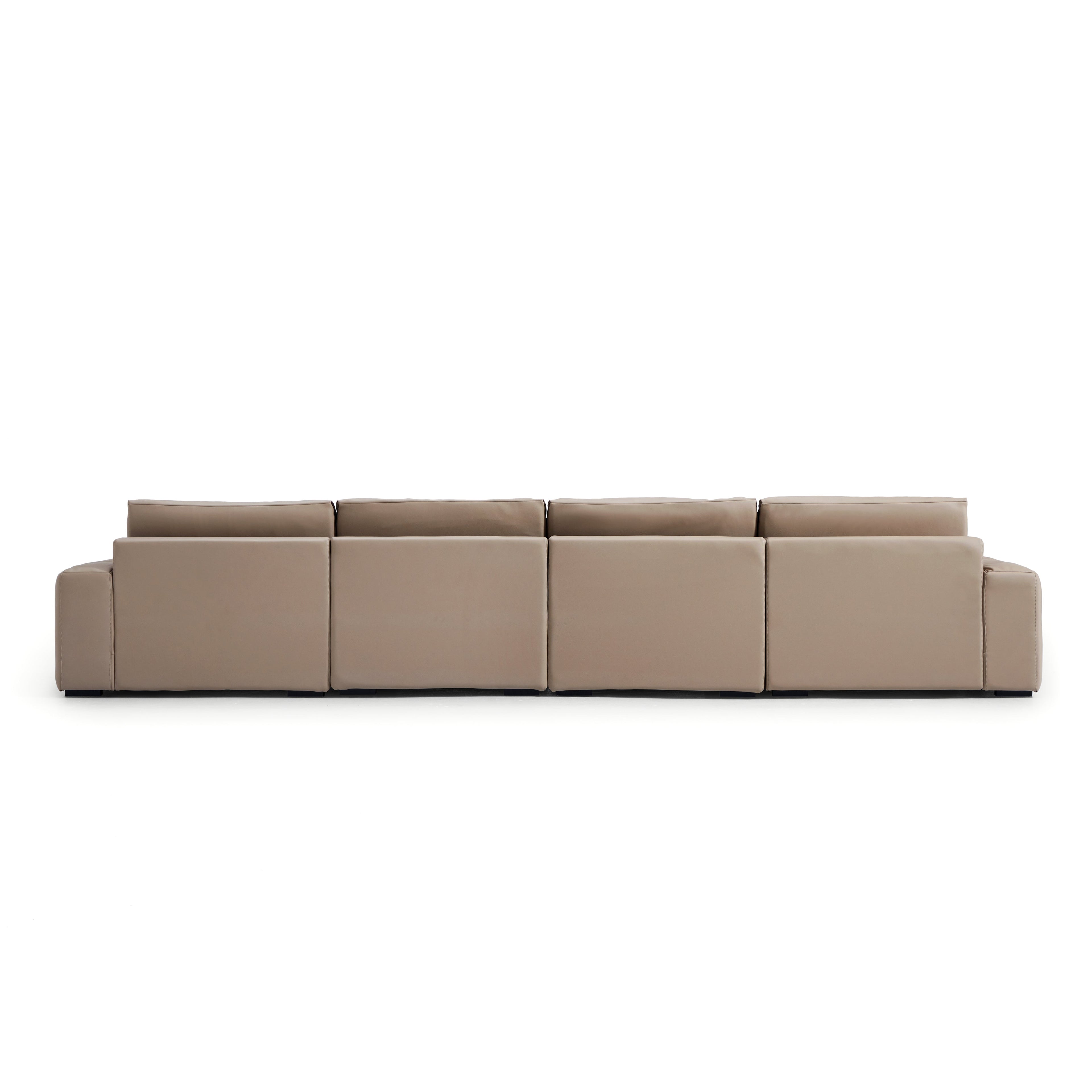 Chestnut Khaki Leather Double Chaise Sectional