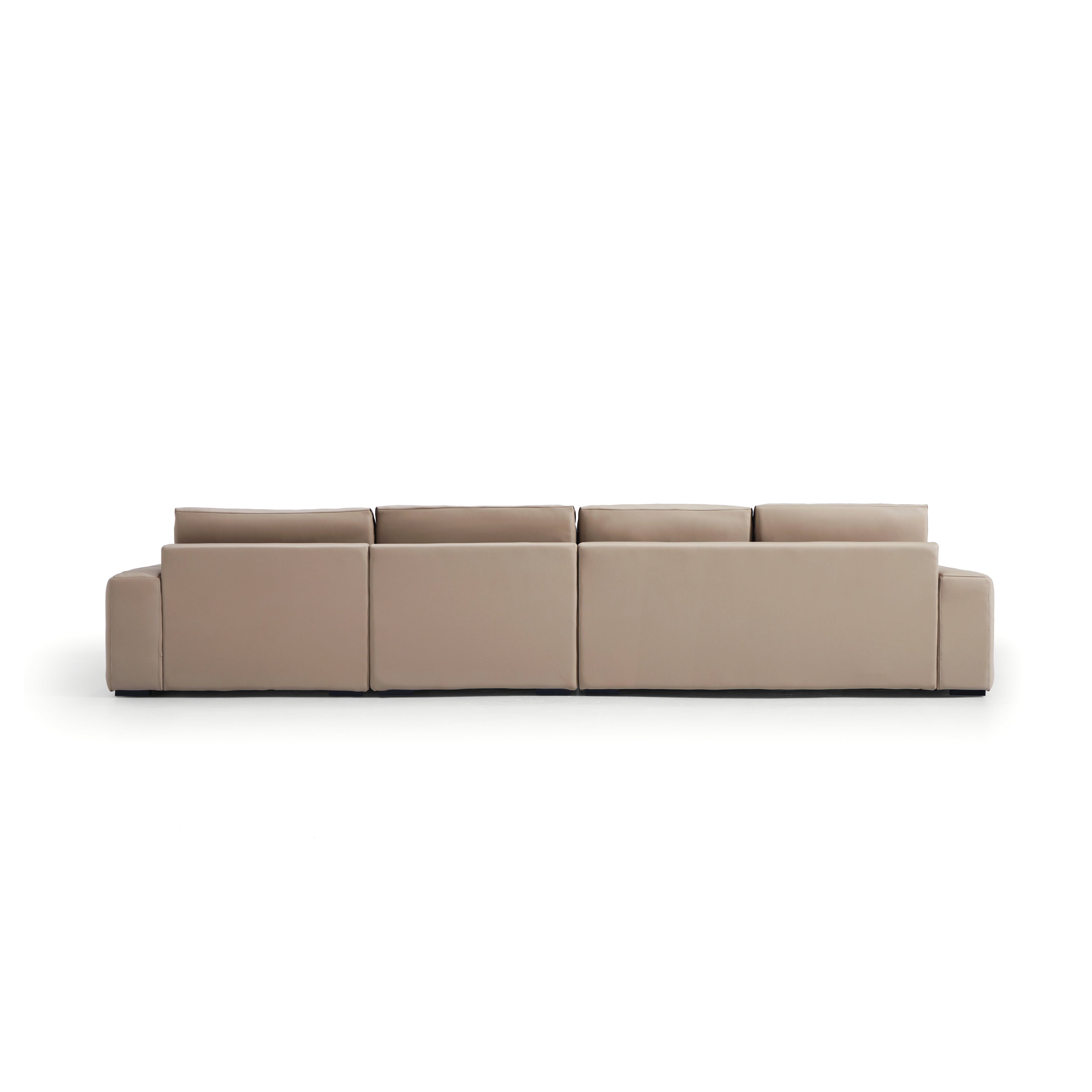 Chestnut Khaki Leather Sectional