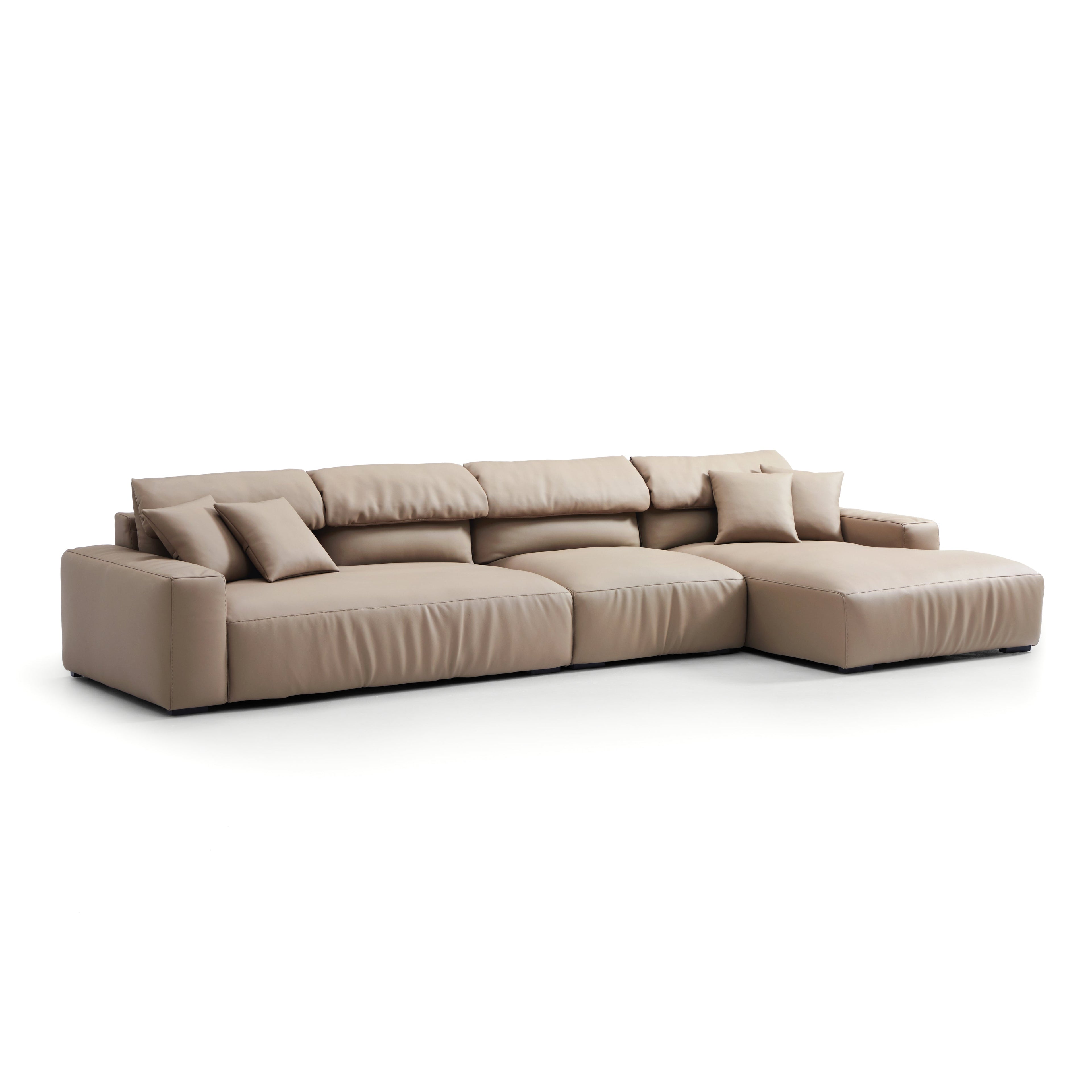 Chestnut Khaki Leather Sectional