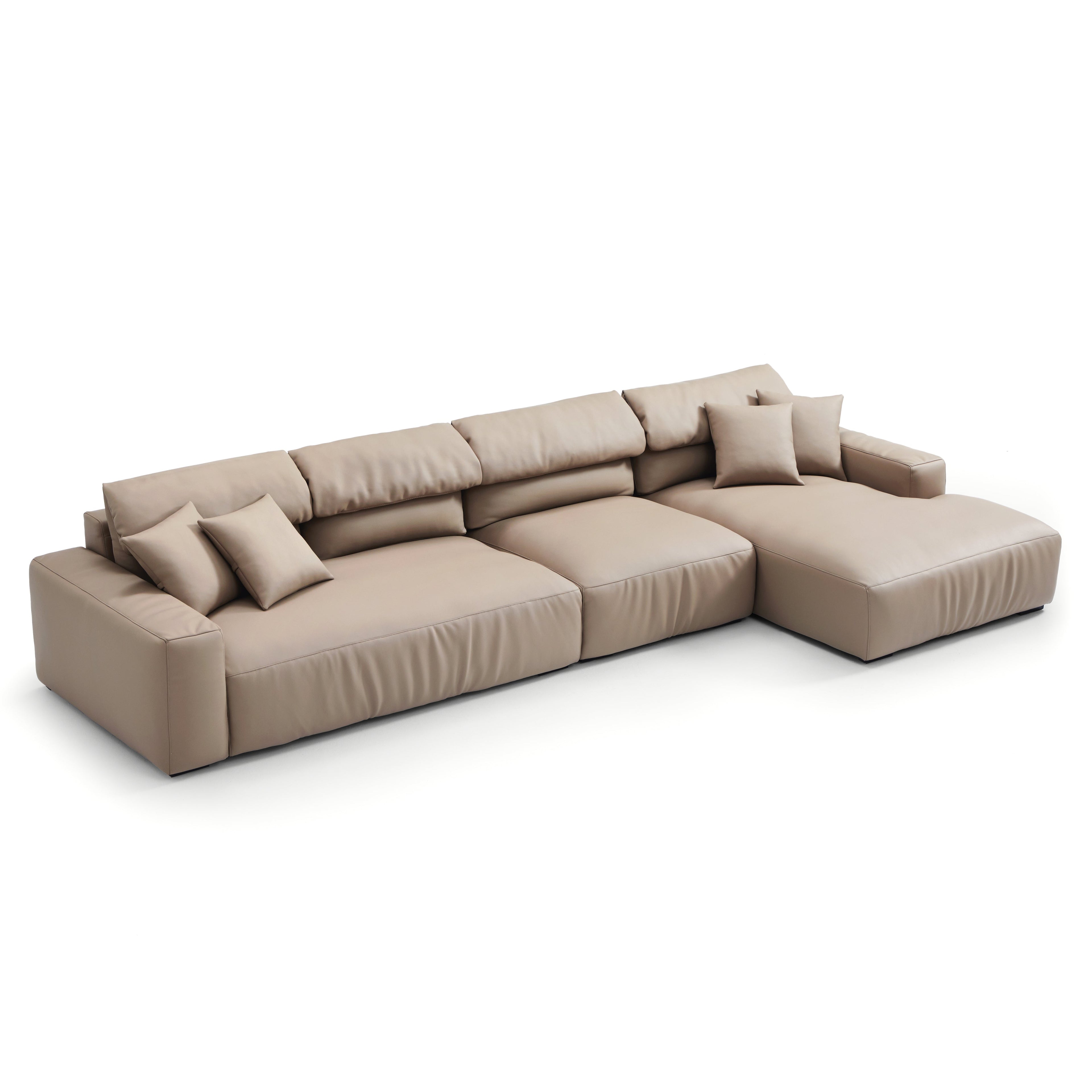 Chestnut Khaki Leather Sectional