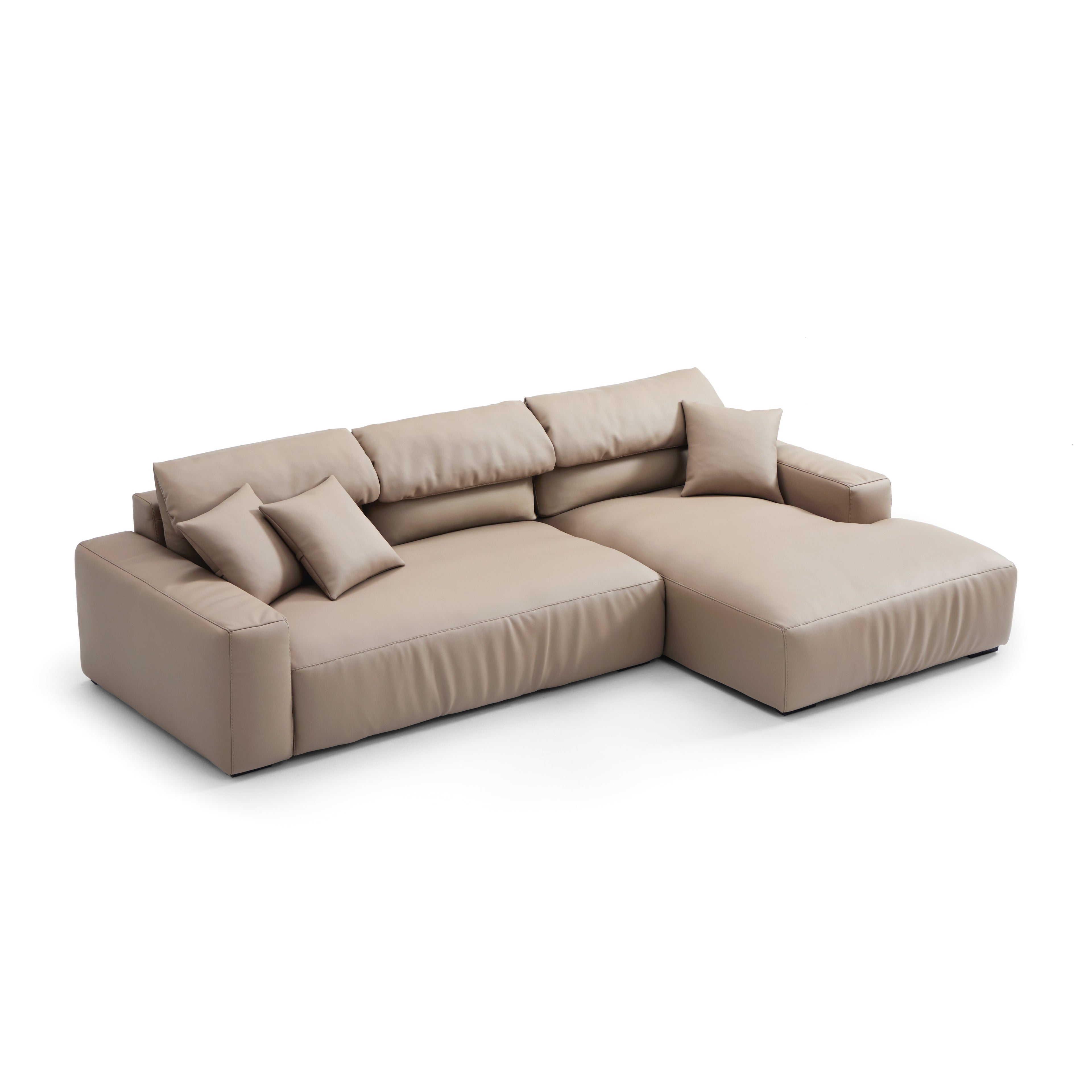 Chestnut Khaki Leather Sectional