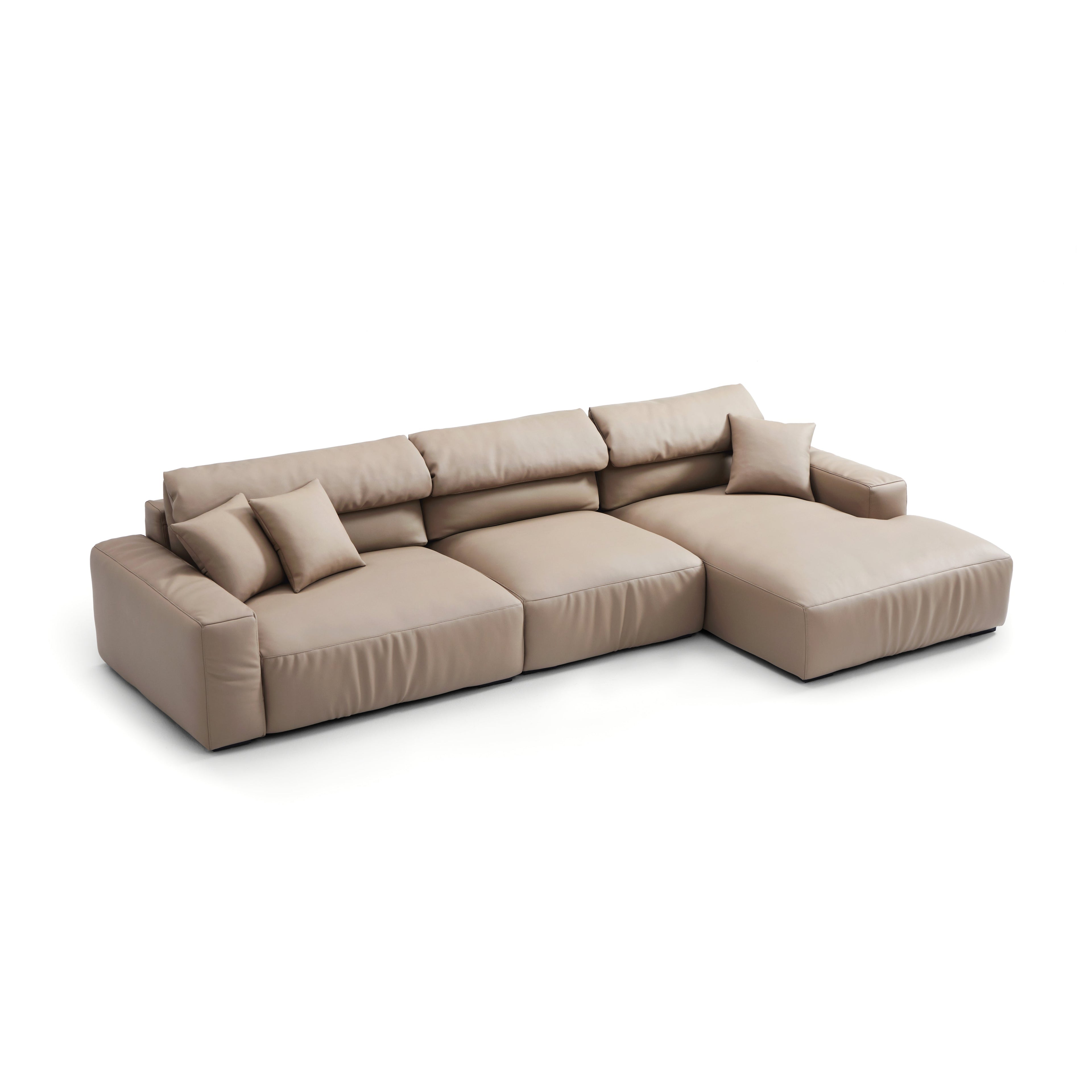 Chestnut Khaki Leather Sectional