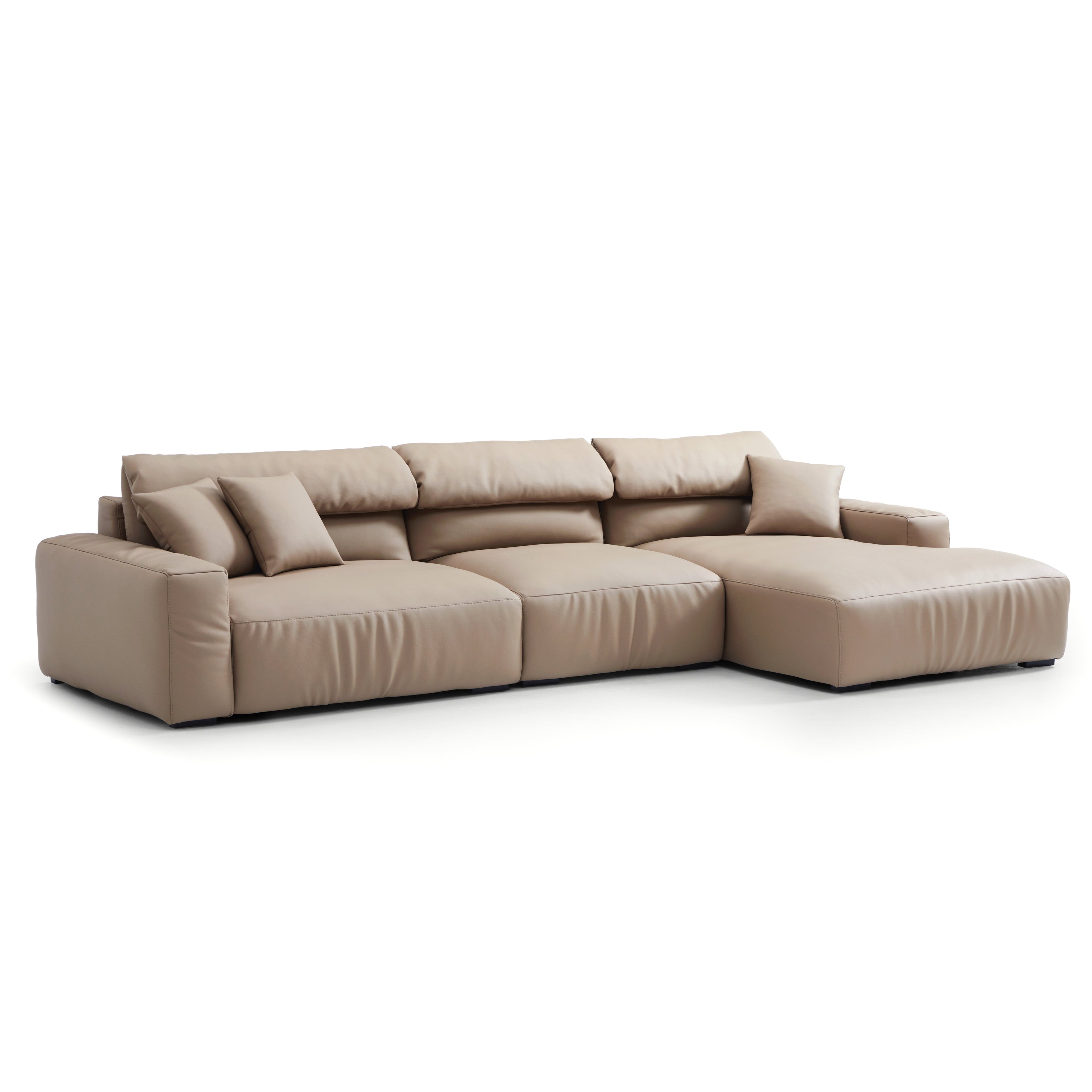 Chestnut Khaki Leather Sectional