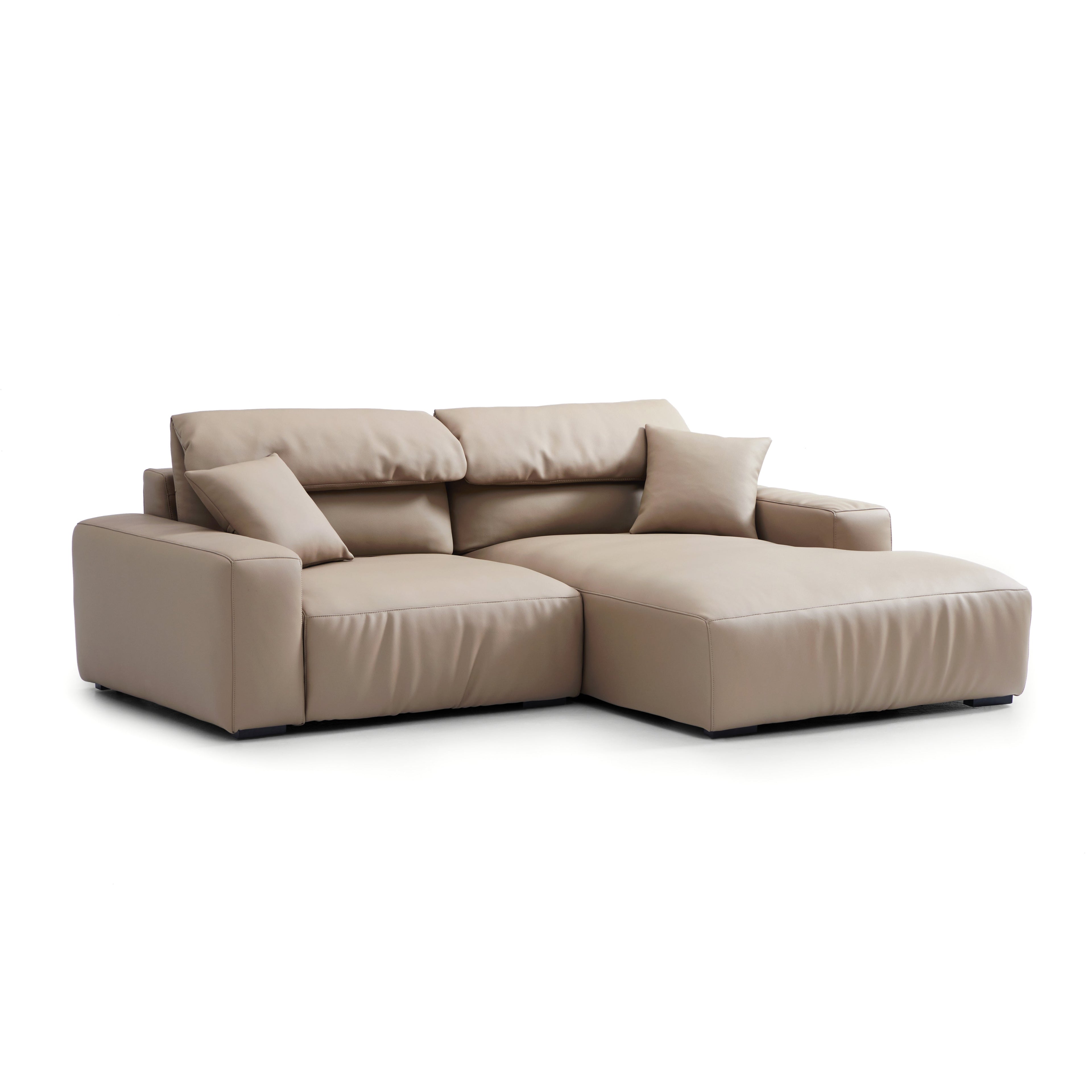 Chestnut Khaki Leather Sectional