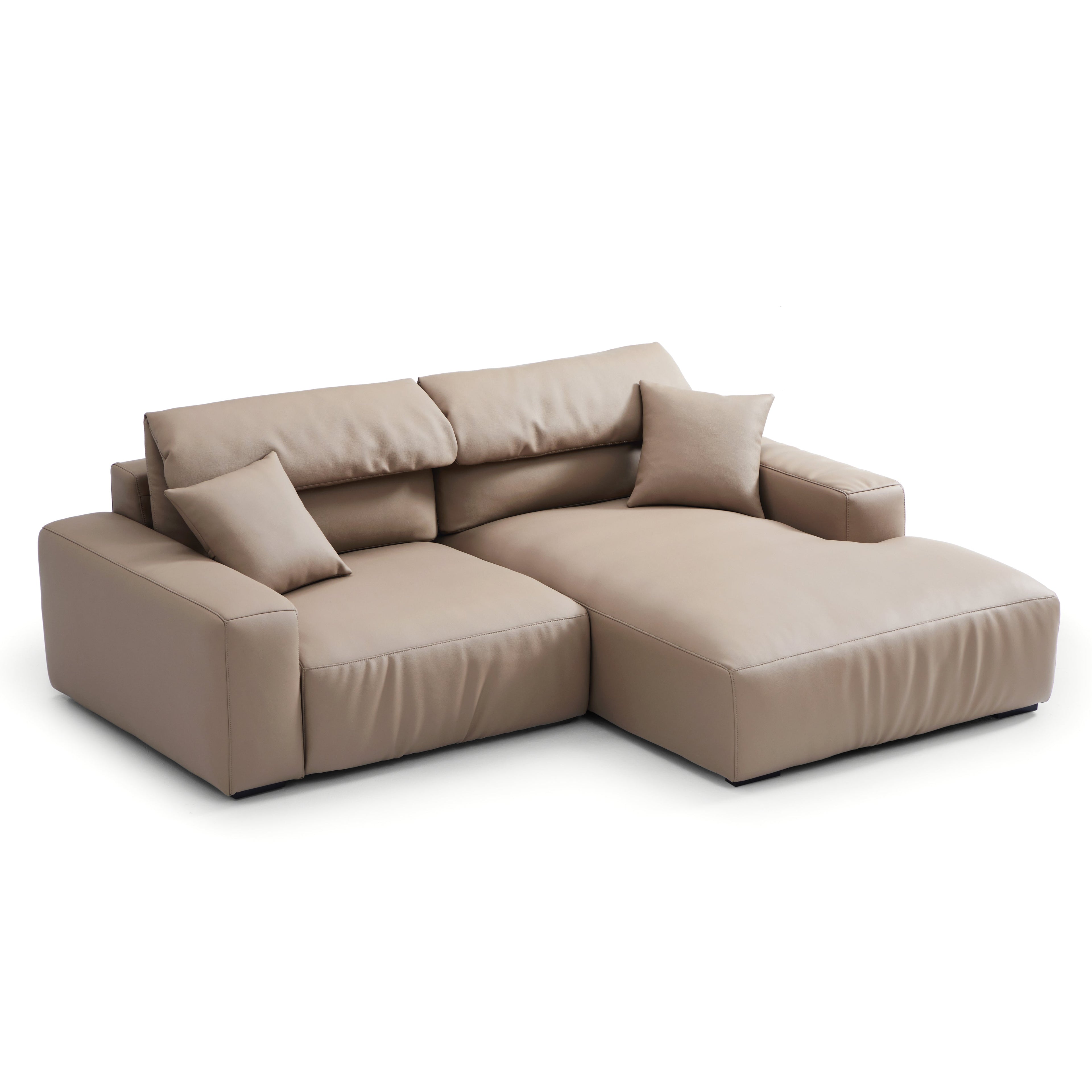 Chestnut Khaki Leather Sectional