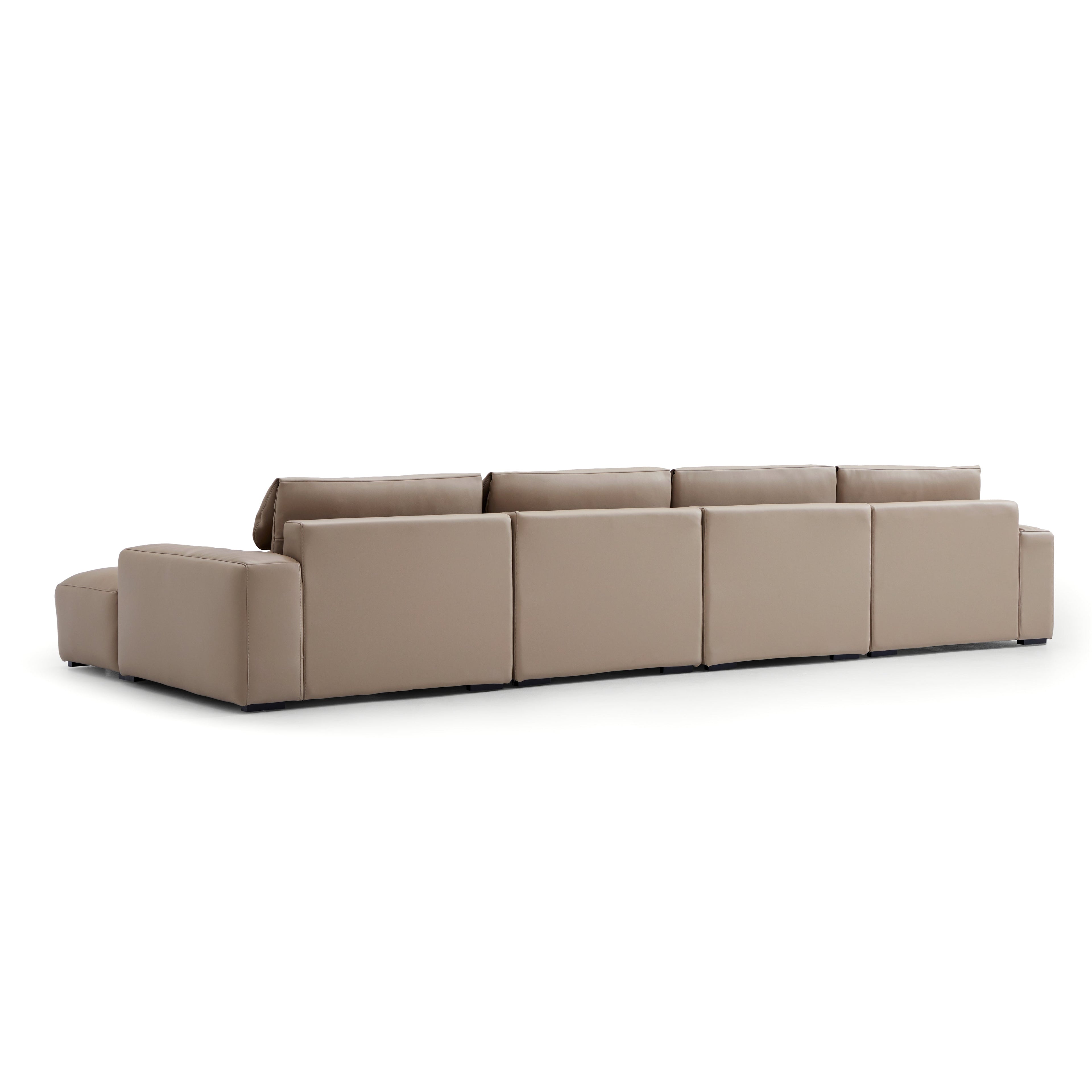 Chestnut Khaki Leather Double Chaise Sectional