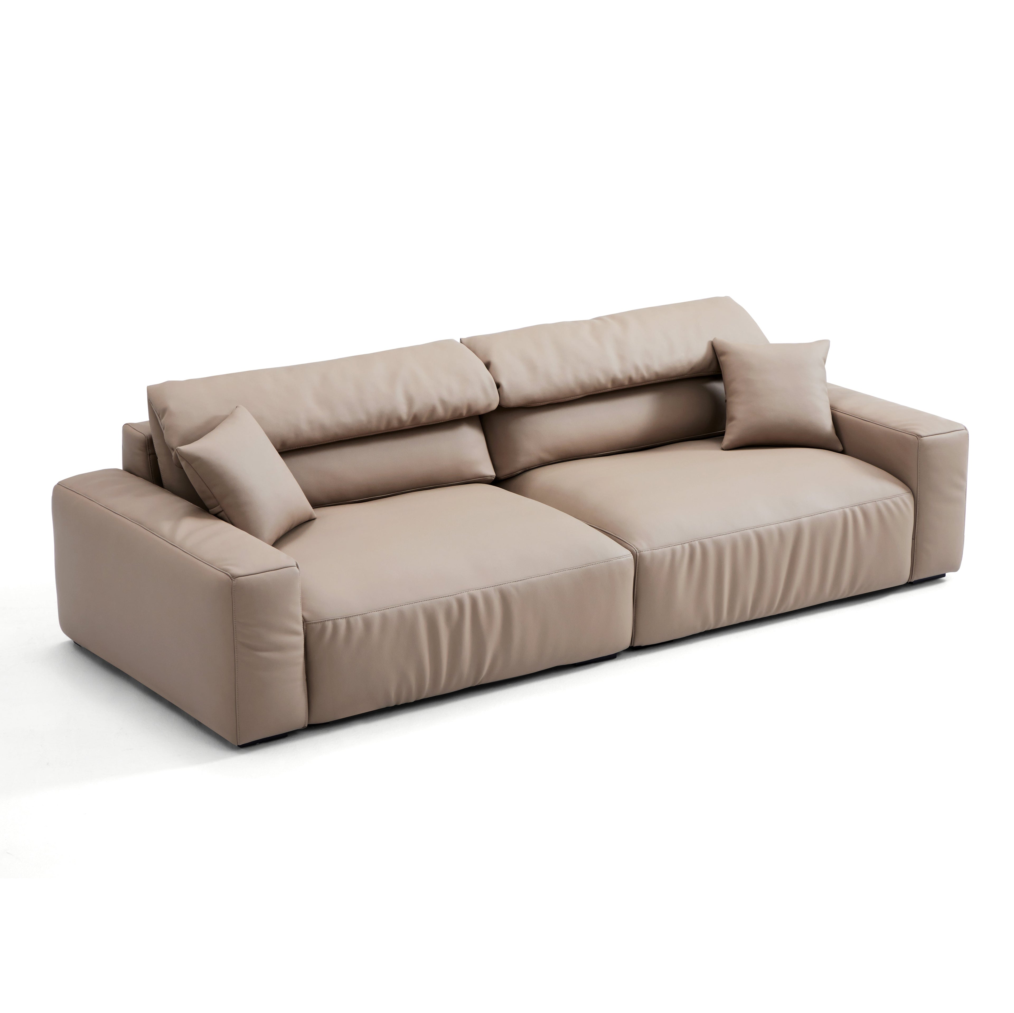 Chestnut Khaki Leather Sofa