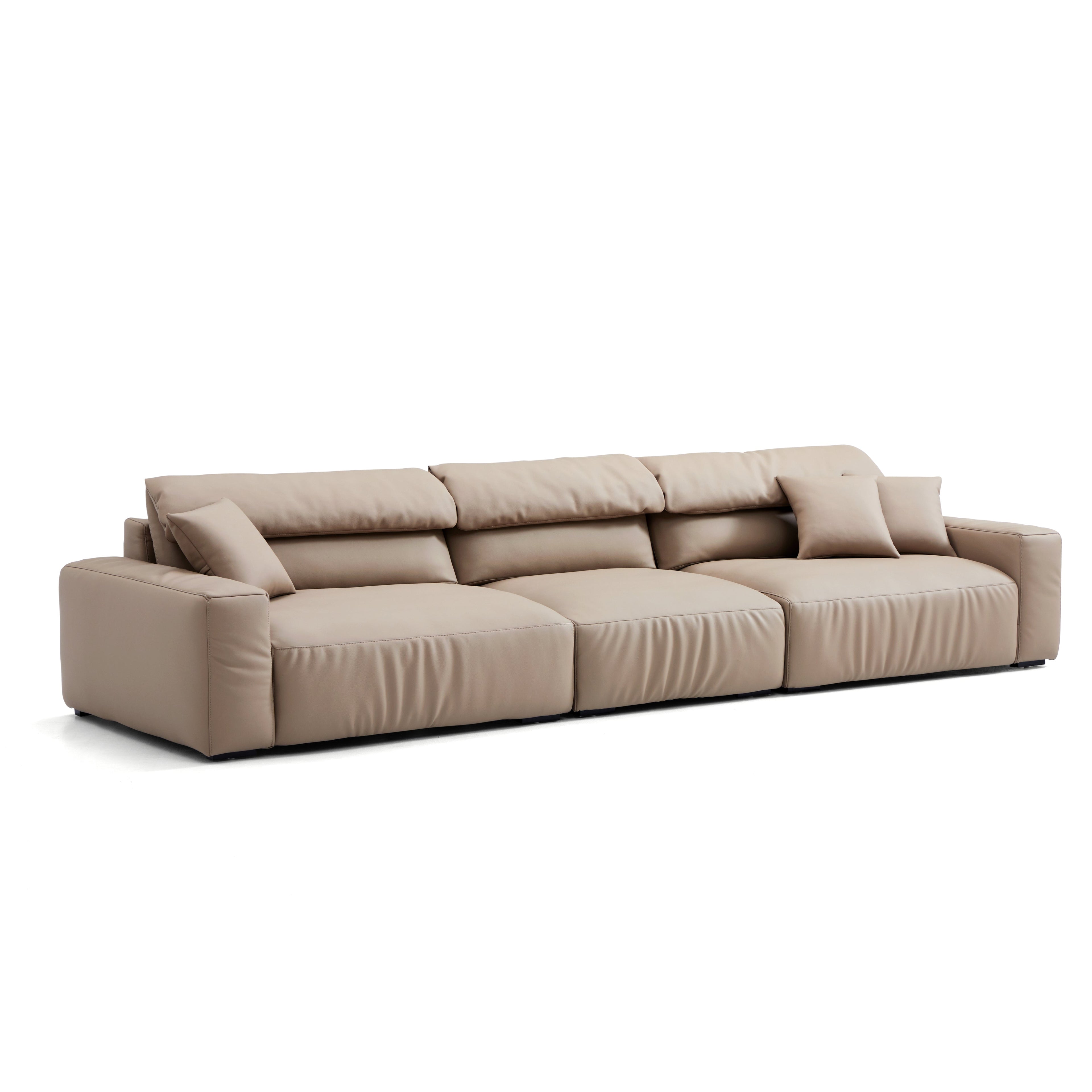 Chestnut Khaki Leather Sofa