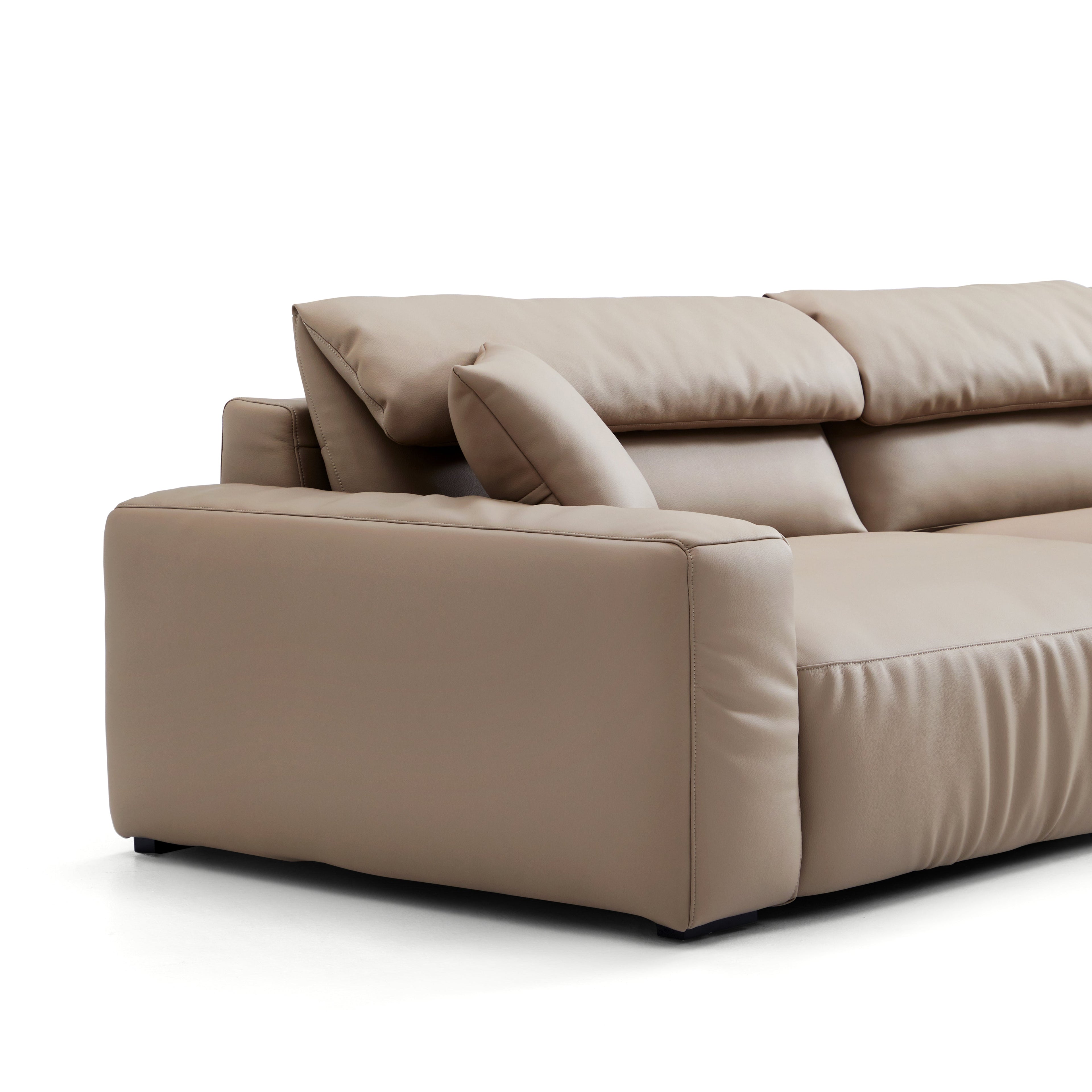 Chestnut Khaki Leather Double Chaise Sectional