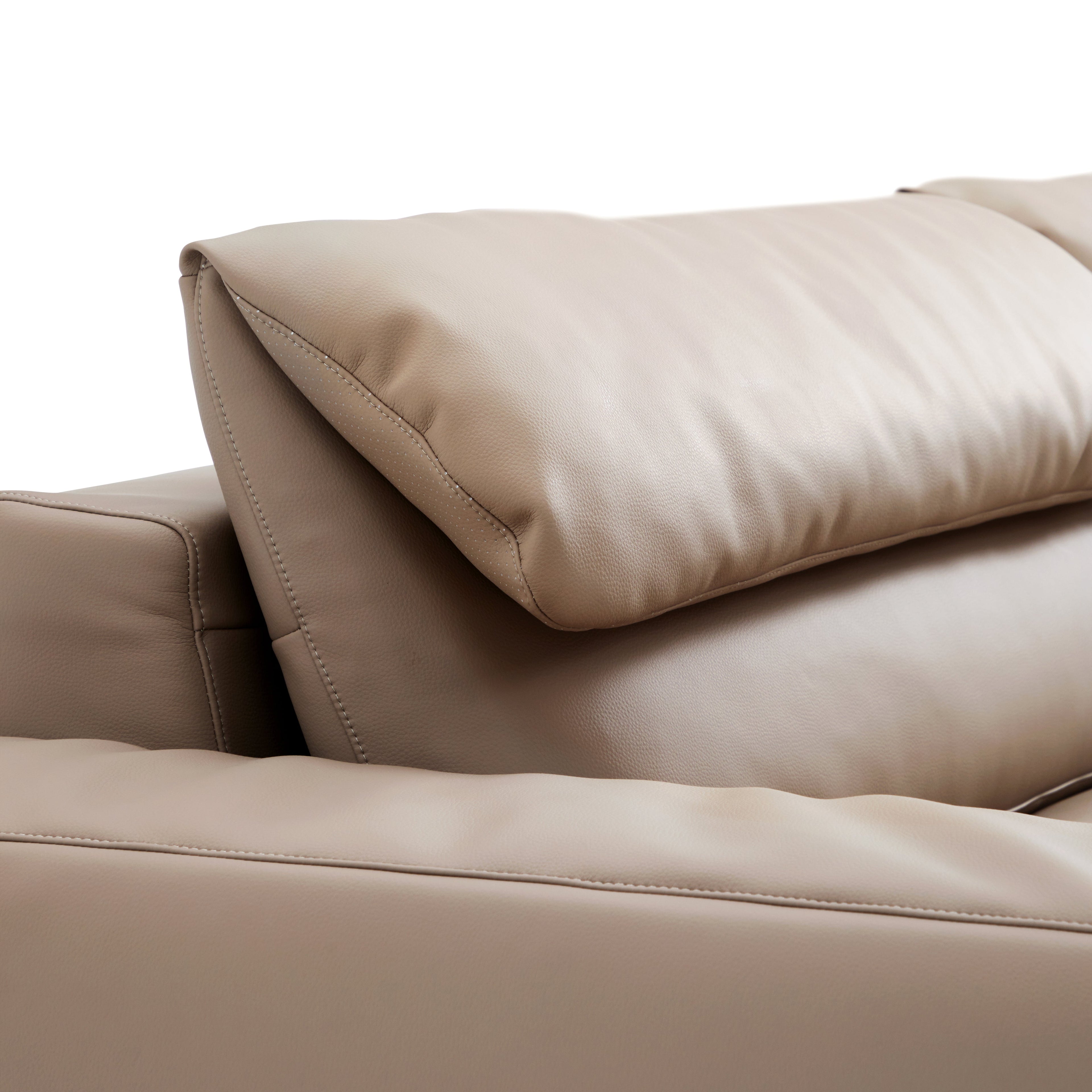 Chestnut Khaki Leather Double Chaise Sectional