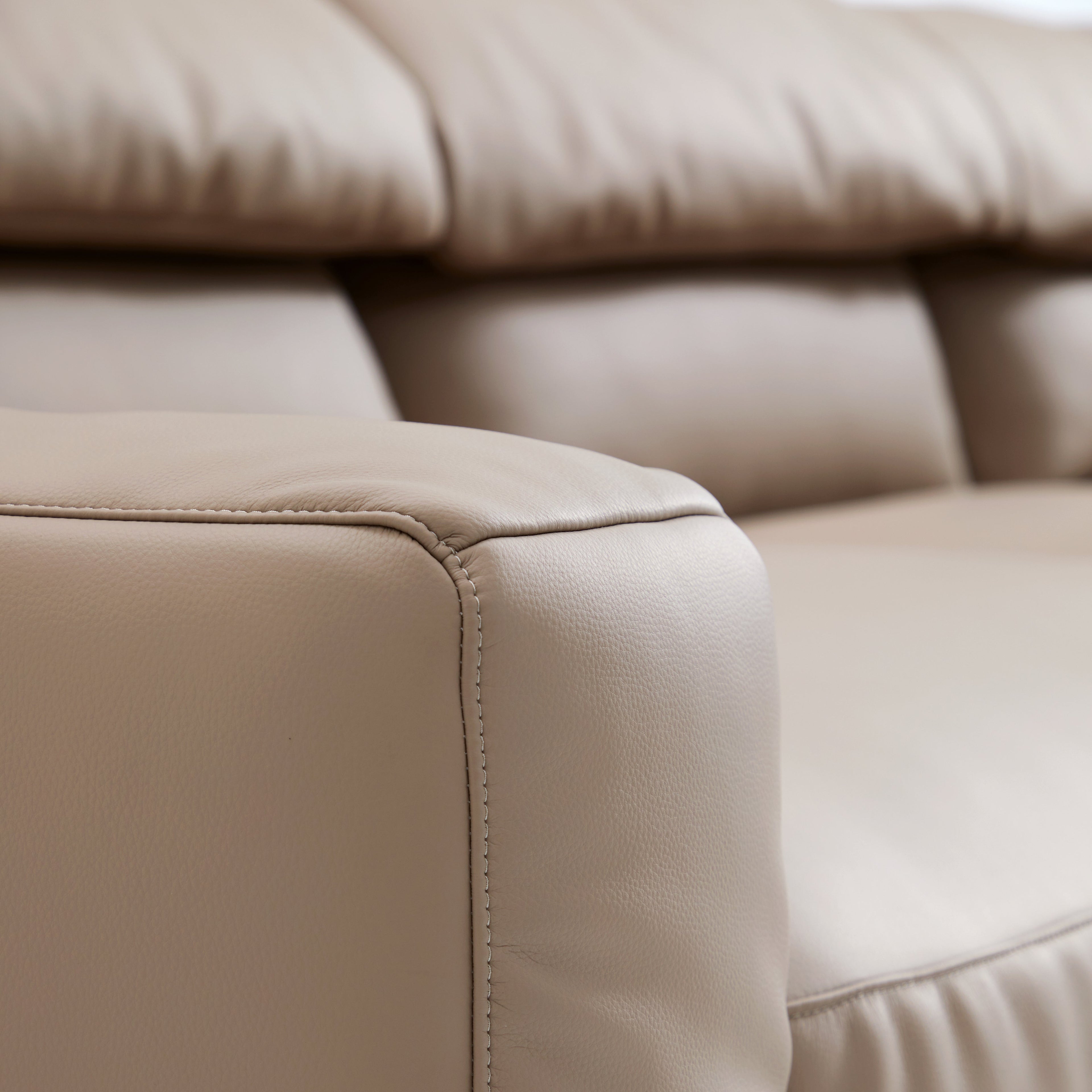Chestnut Khaki Leather Double Chaise Sectional