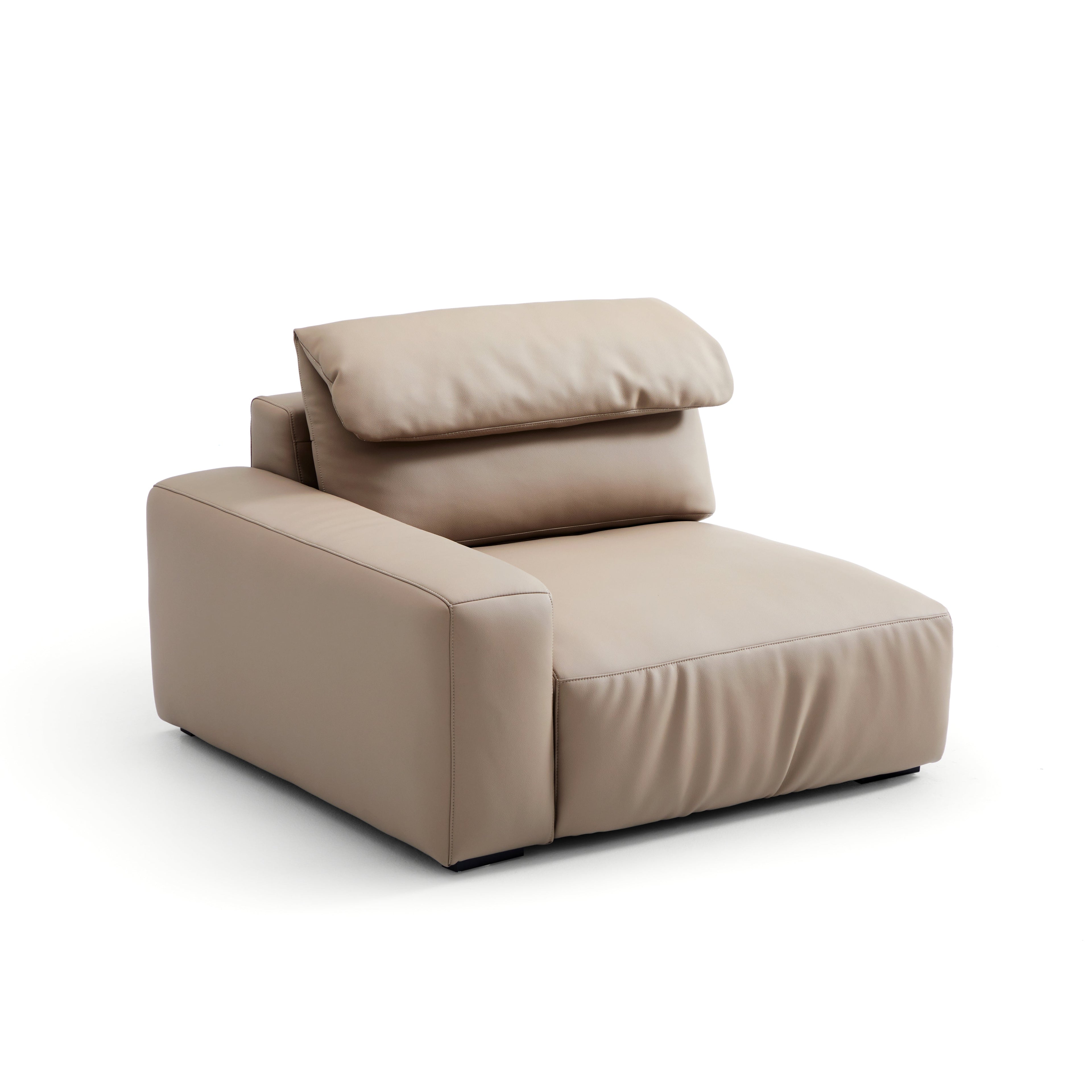 Chestnut Khaki Leather Double Chaise Sectional