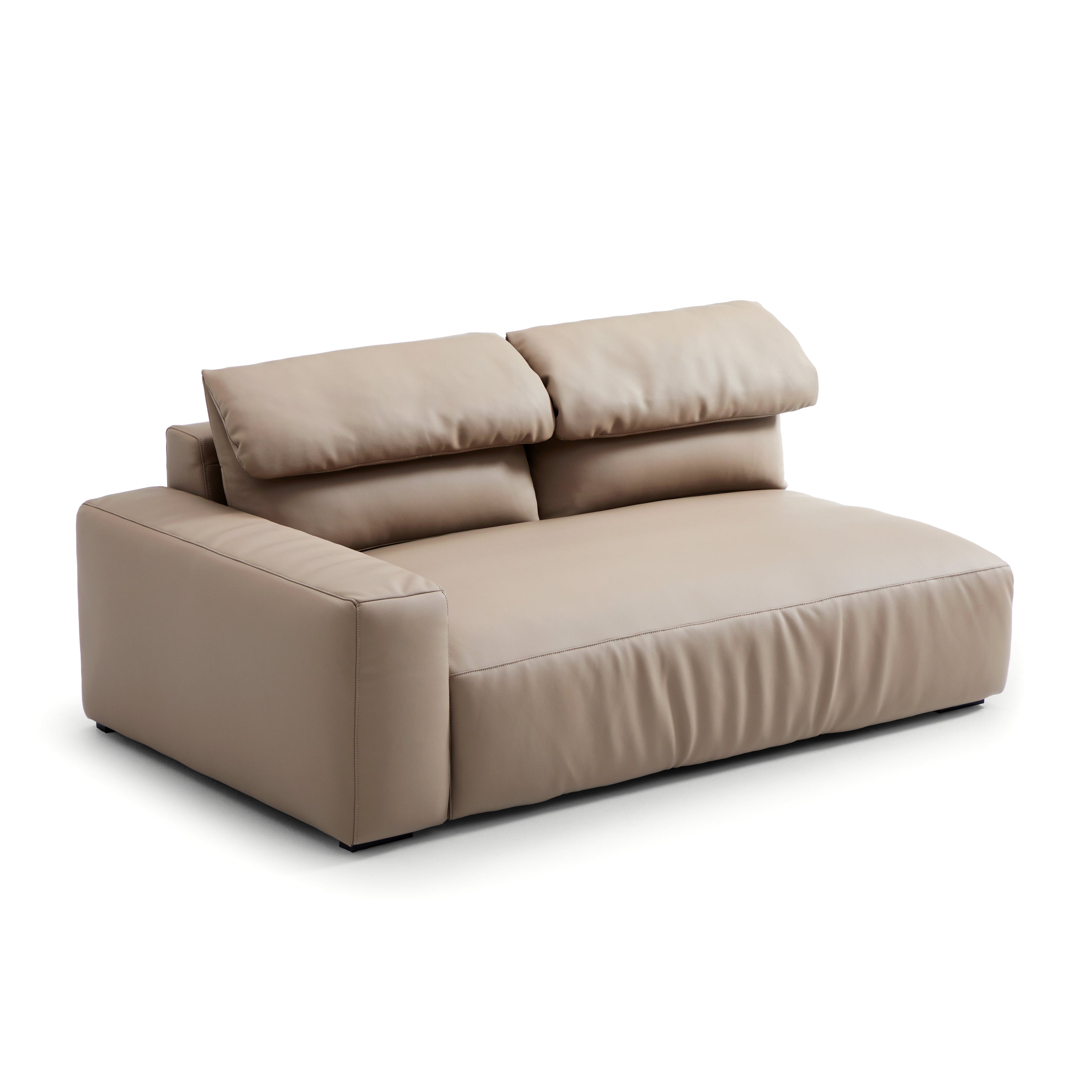 Chestnut Khaki Leather Double Chaise Sectional