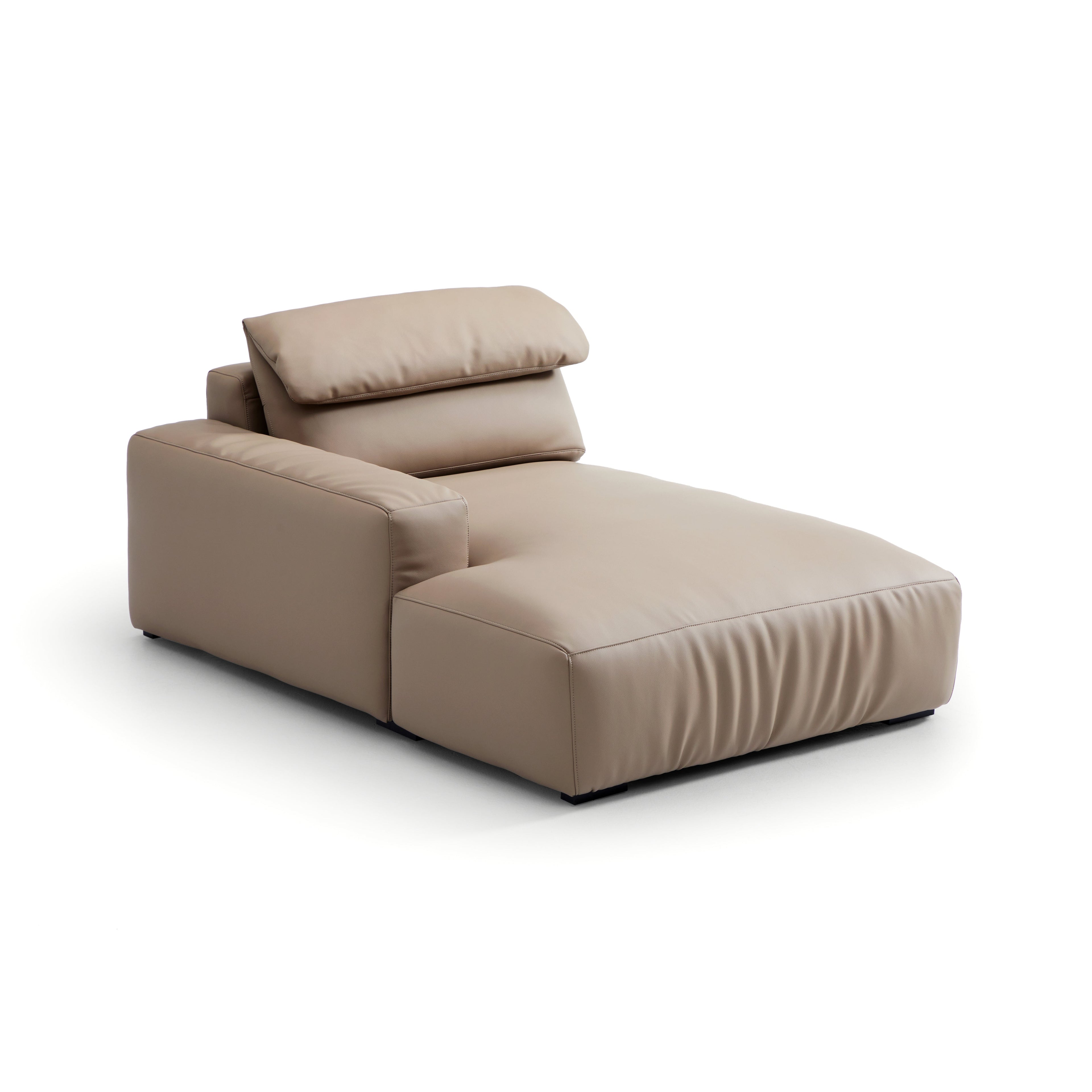 Chestnut Khaki Leather Double Chaise Sectional