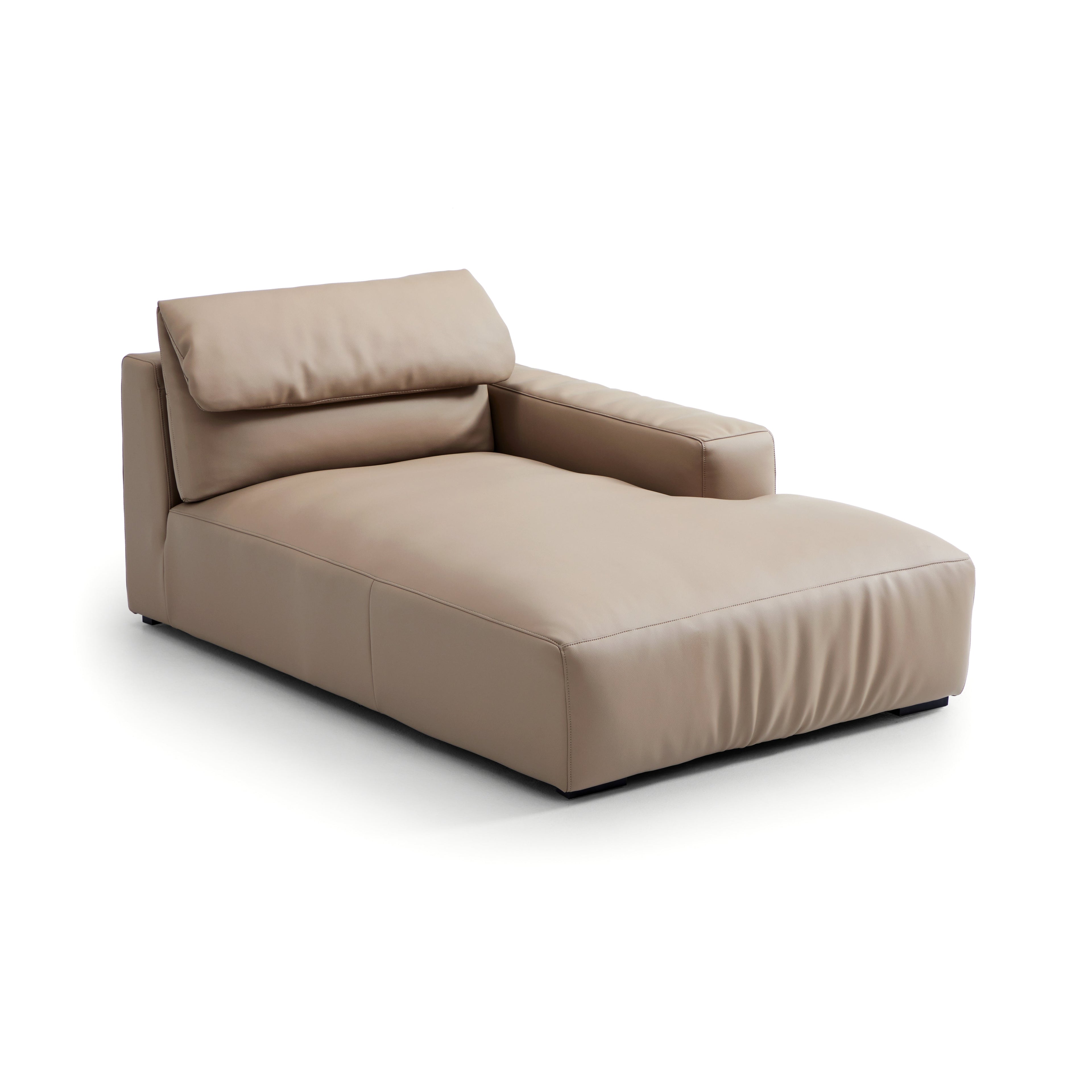 Chestnut Khaki Leather Double Chaise Sectional