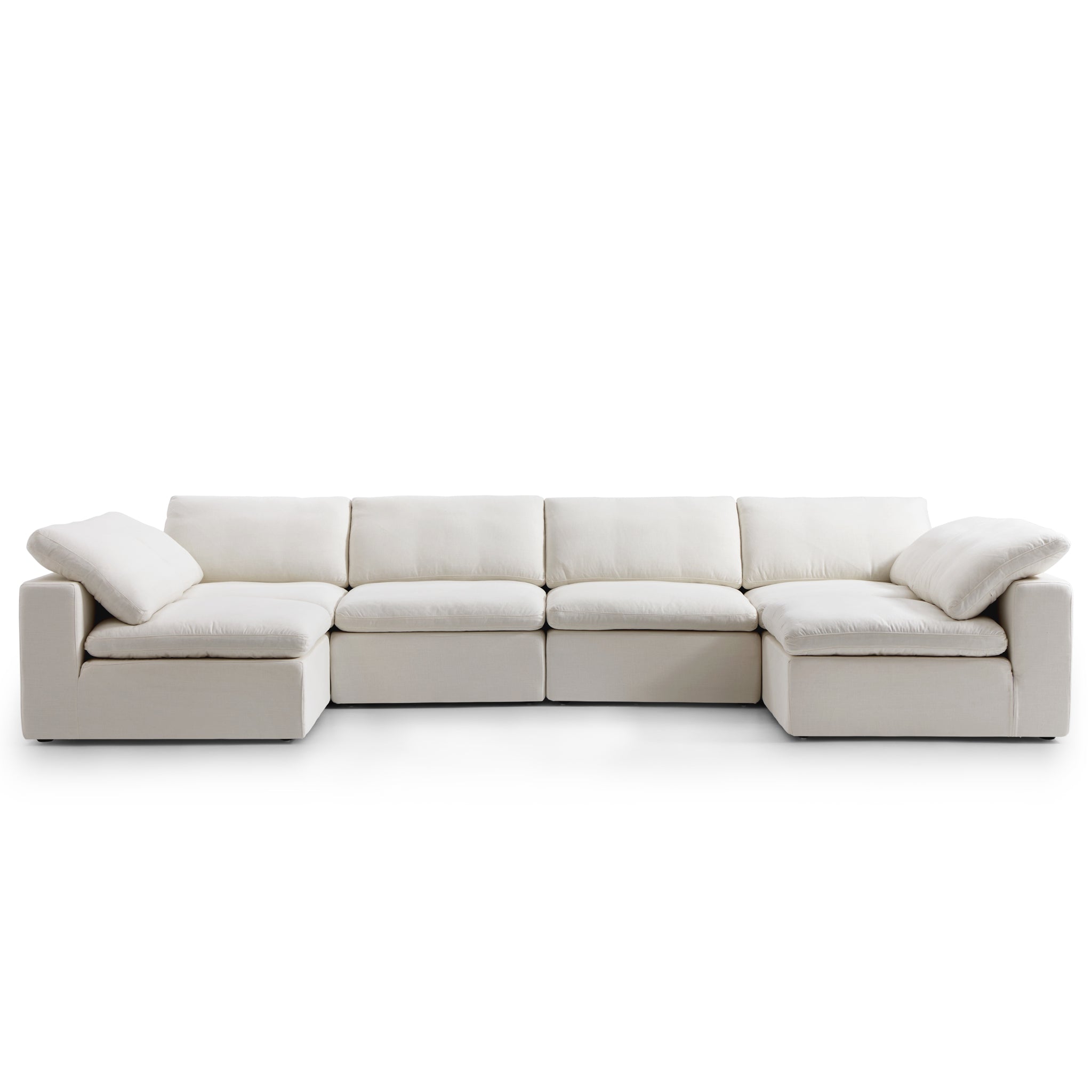 Tender Wabi-Sabi U-Shaped Beige Sectional with Open Ends