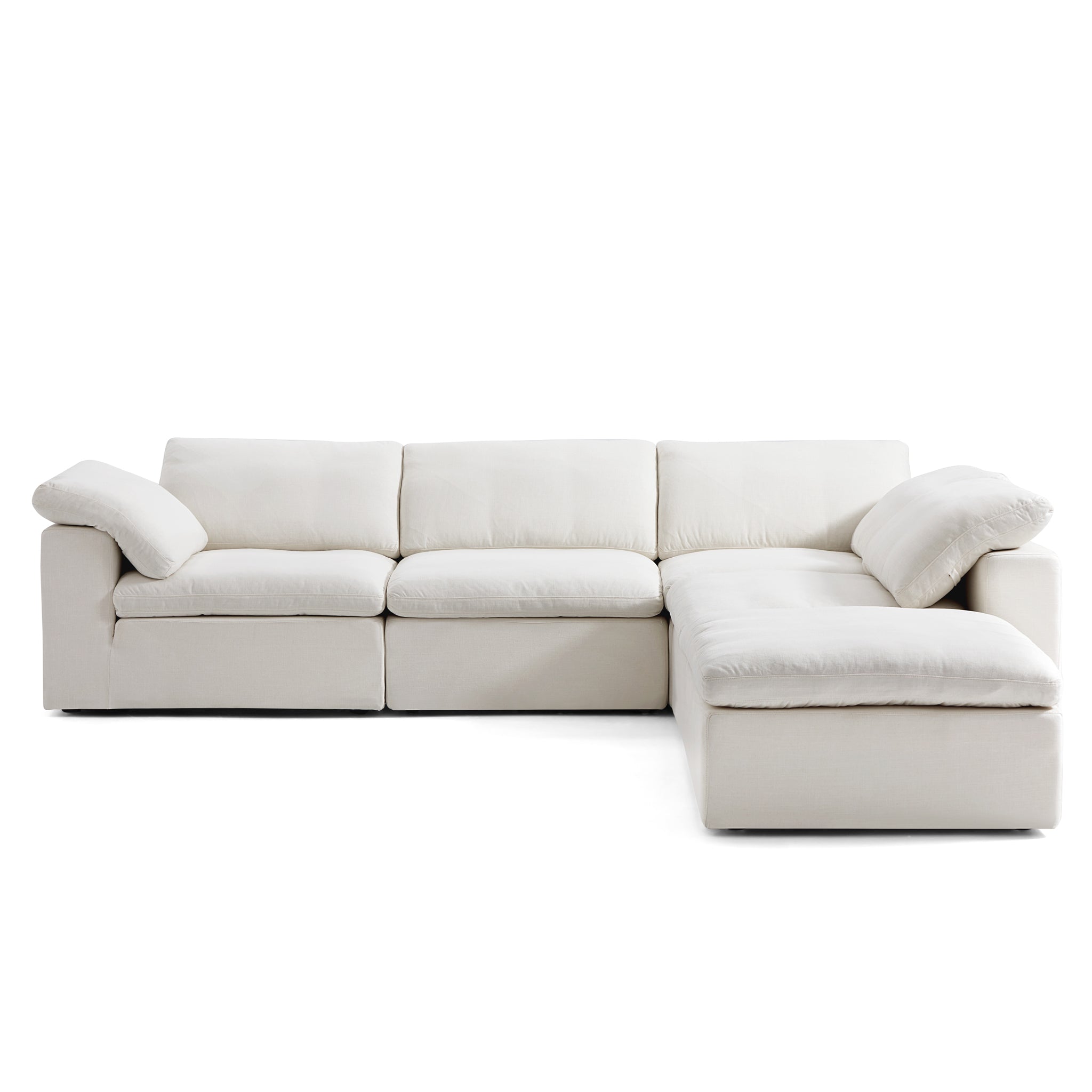Tender Wabi-Sabi Gray L-Shaped Sectional and Ottoman
