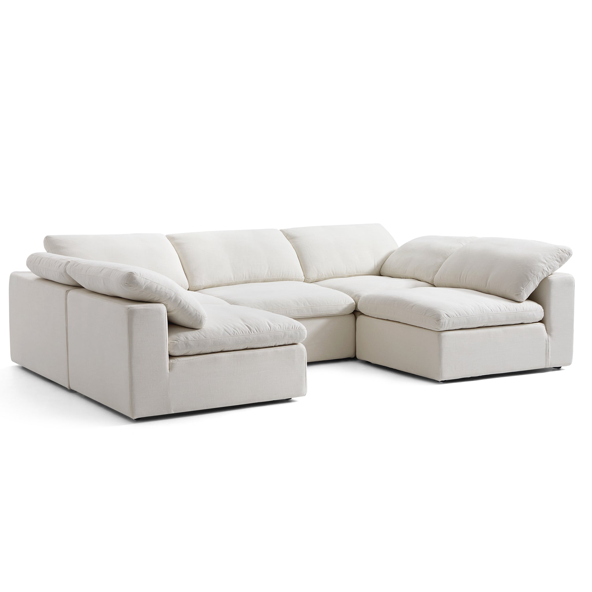 Tender Wabi-Sabi U-Shaped Beige Sectional with Open Ends