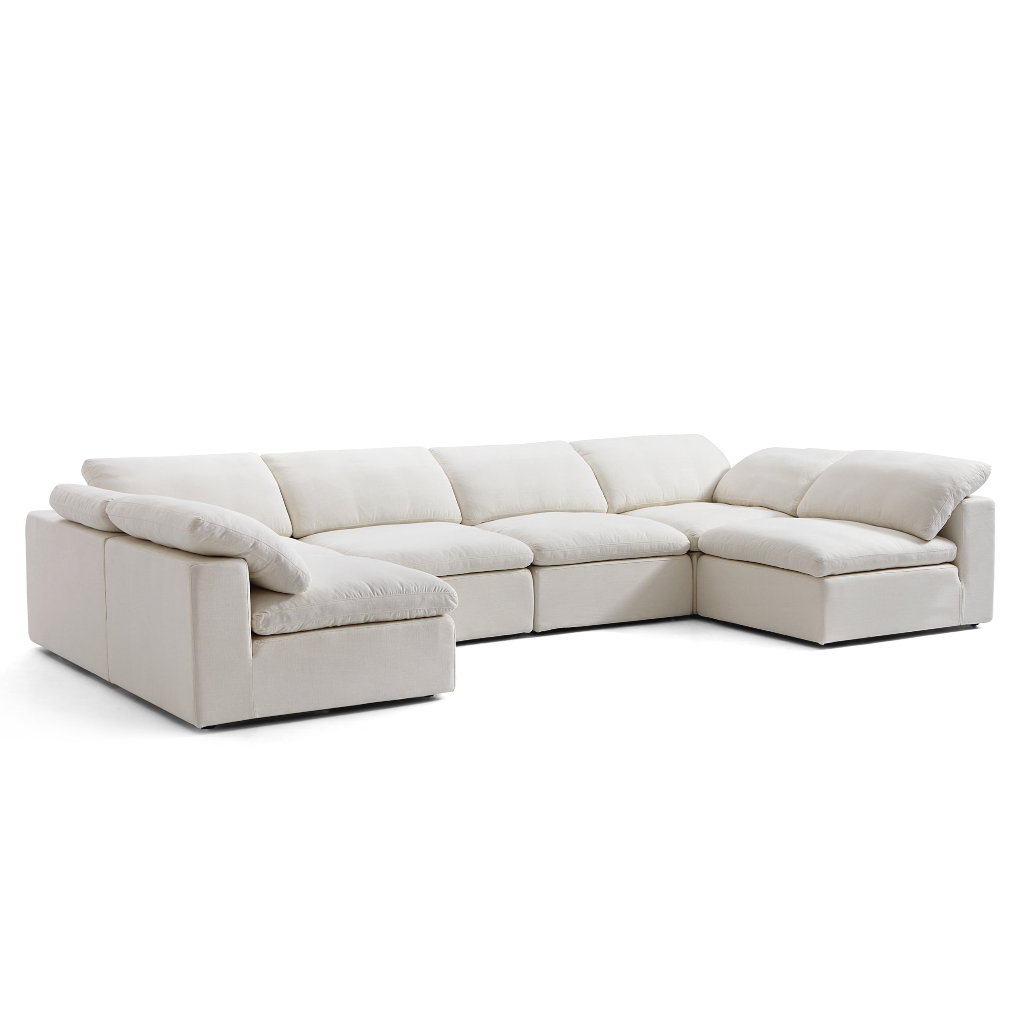 Tender Wabi-Sabi Gray U-Shaped Sectional with Open Ends