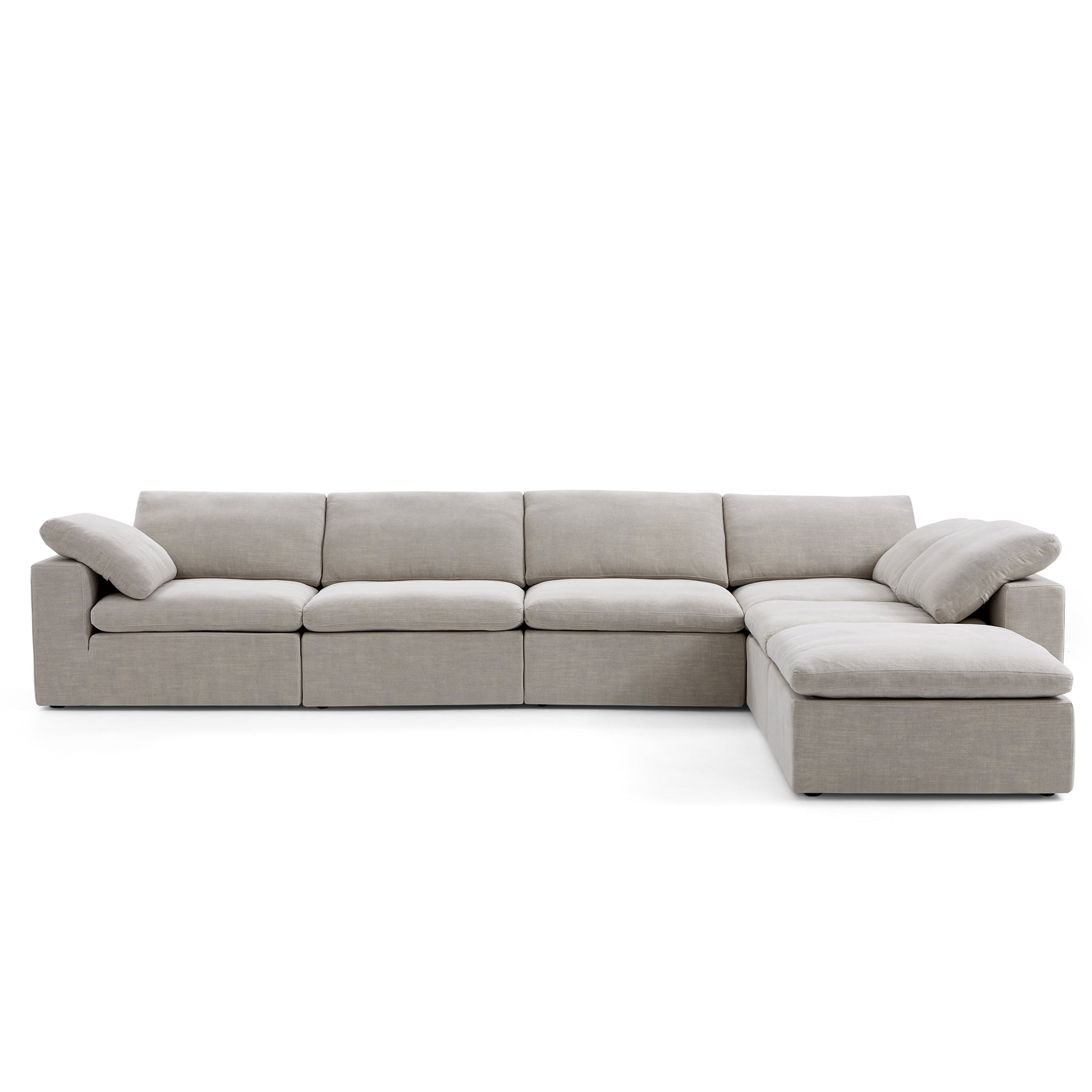 Tender Wabi-Sabi Gray L-Shaped Sectional and Ottoman