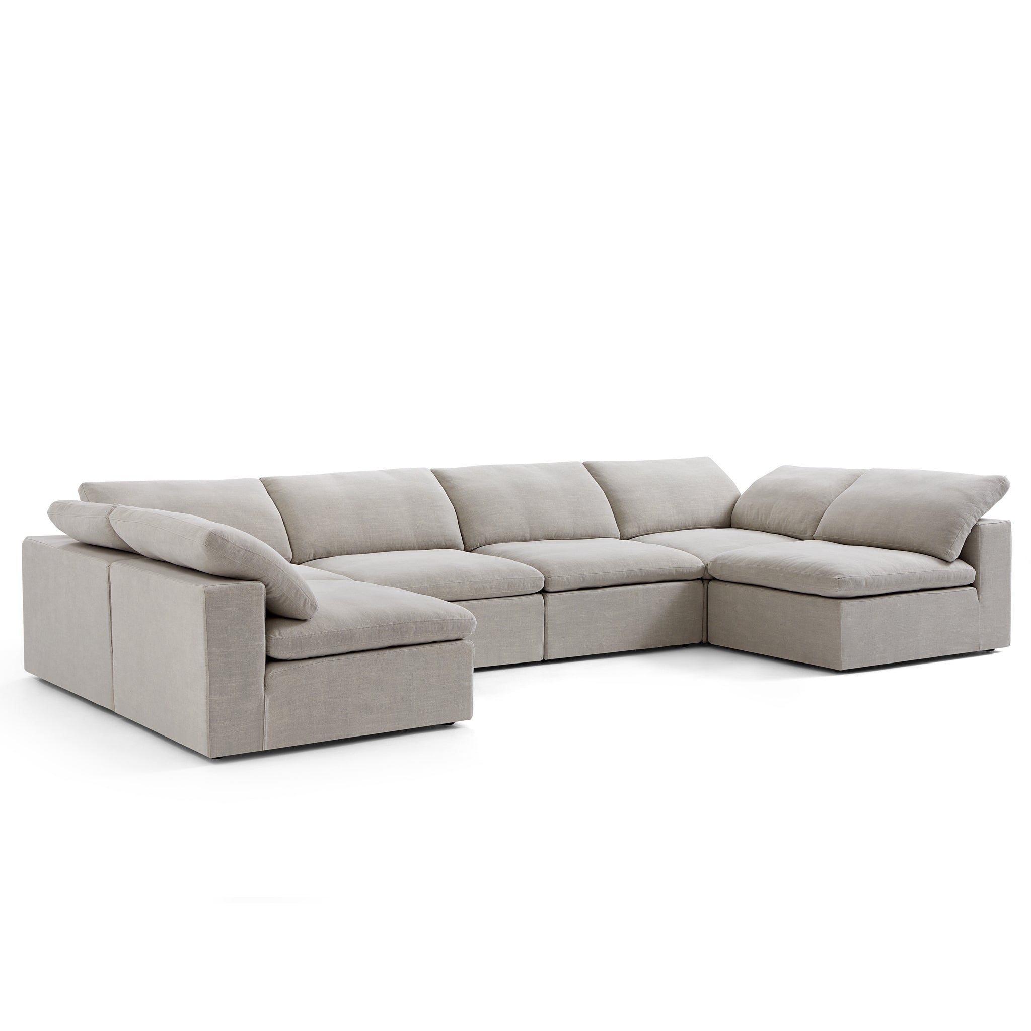 Tender Wabi-Sabi U-Shaped Beige Sectional with Open Ends